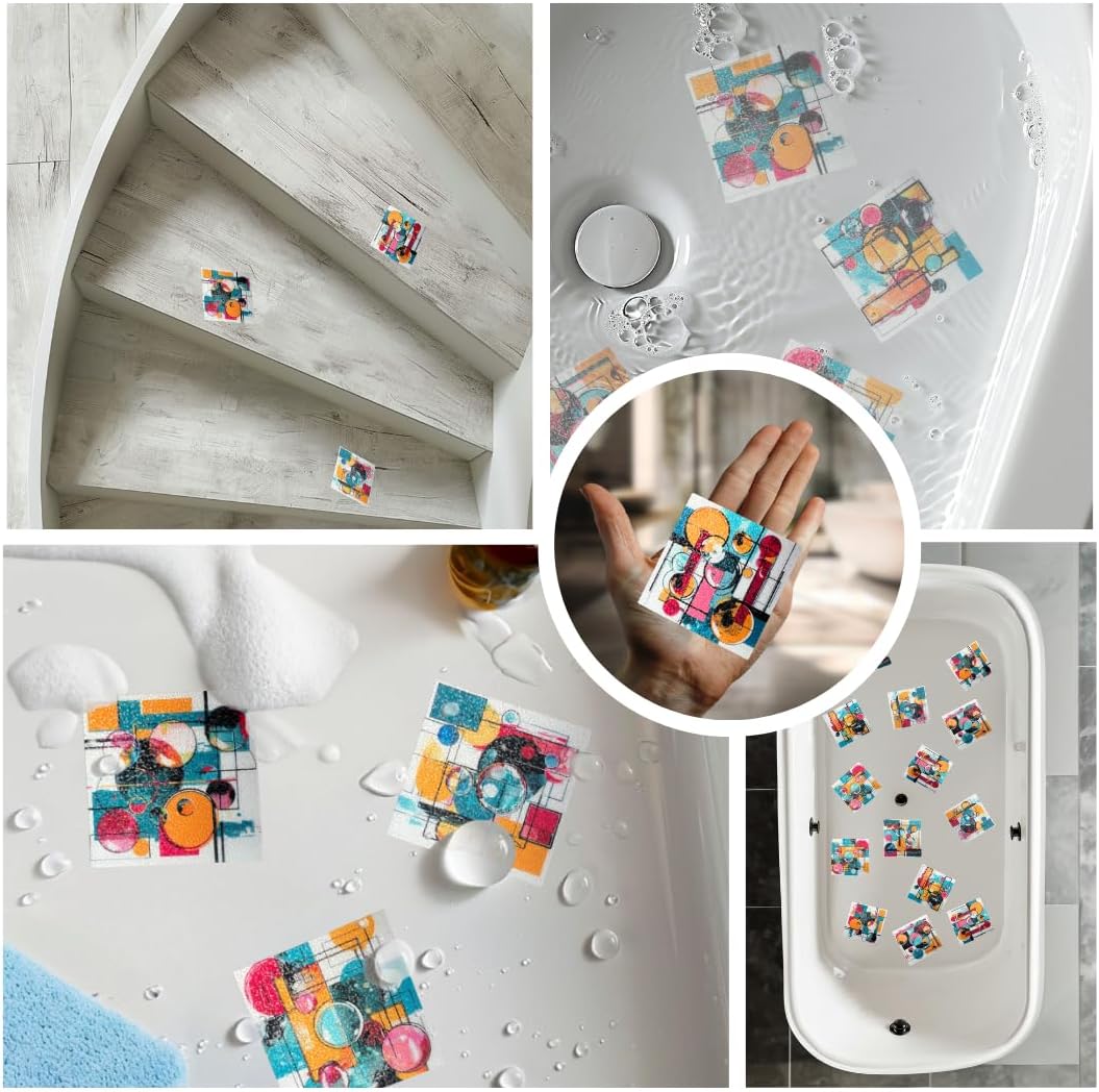 Leluca Non-Slip Bathtub Stickers - 16PCS Abstract Art Design