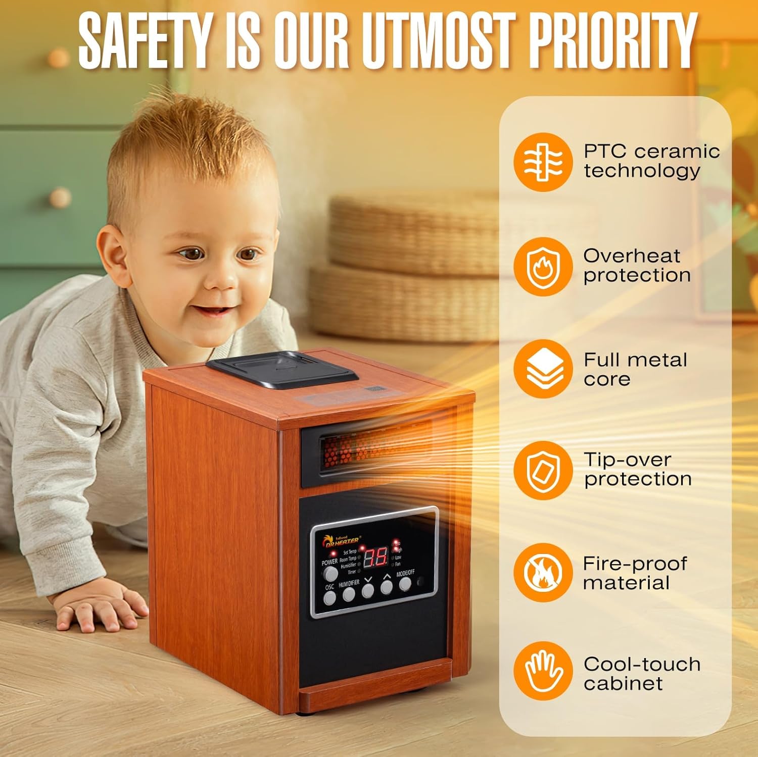 Dr Infrared Heater DR-998 1500W Portable with Humidifier