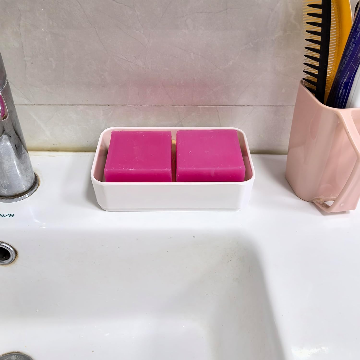 Bamboo Soap Dish Holder with Melamine Base 1 Pack
