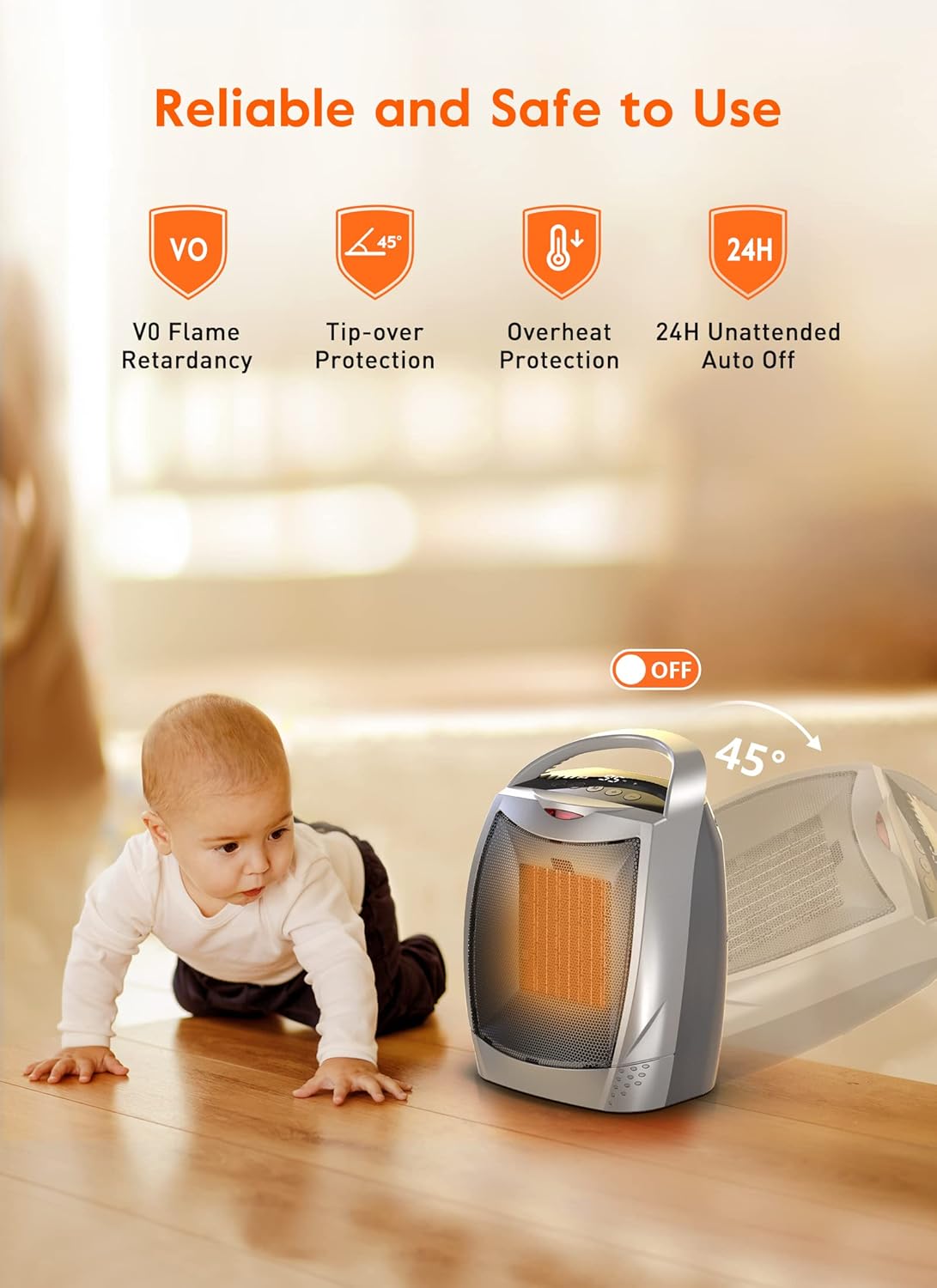 GiveBest 1500W Digital Electric Space Heater with 4 Modes and Safety Features