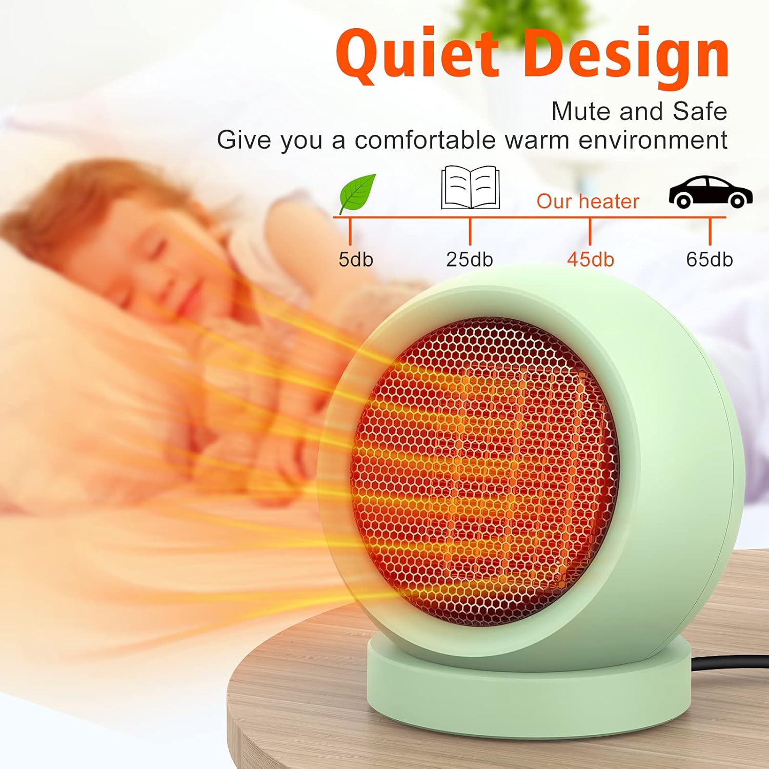 Coolfor PTC Ceramic Space Heater - High Output for Home Bedroom Office