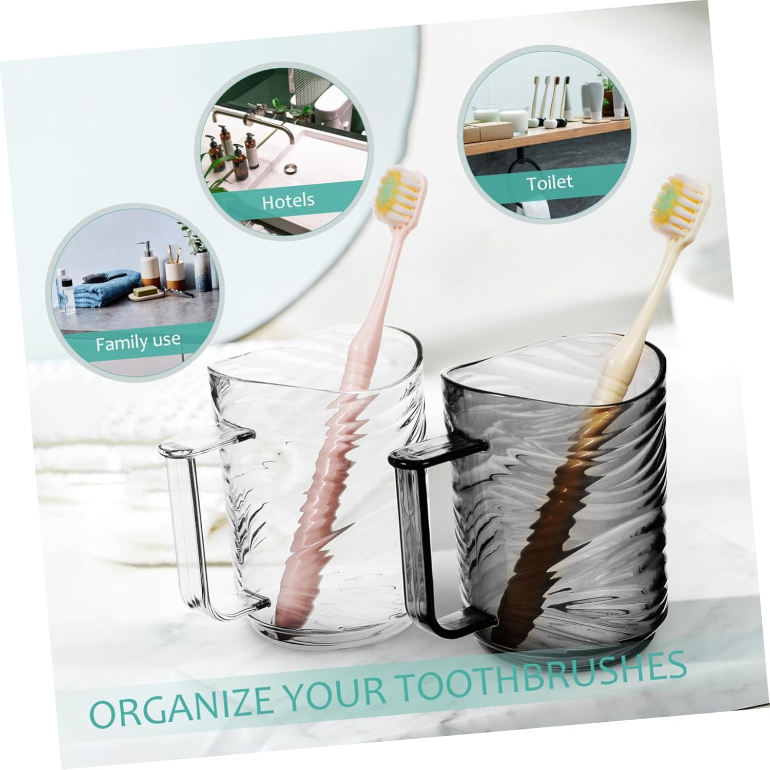 NOLITOY Ergonomic Toothbrush Cup Set Reusable Travel Tumbler