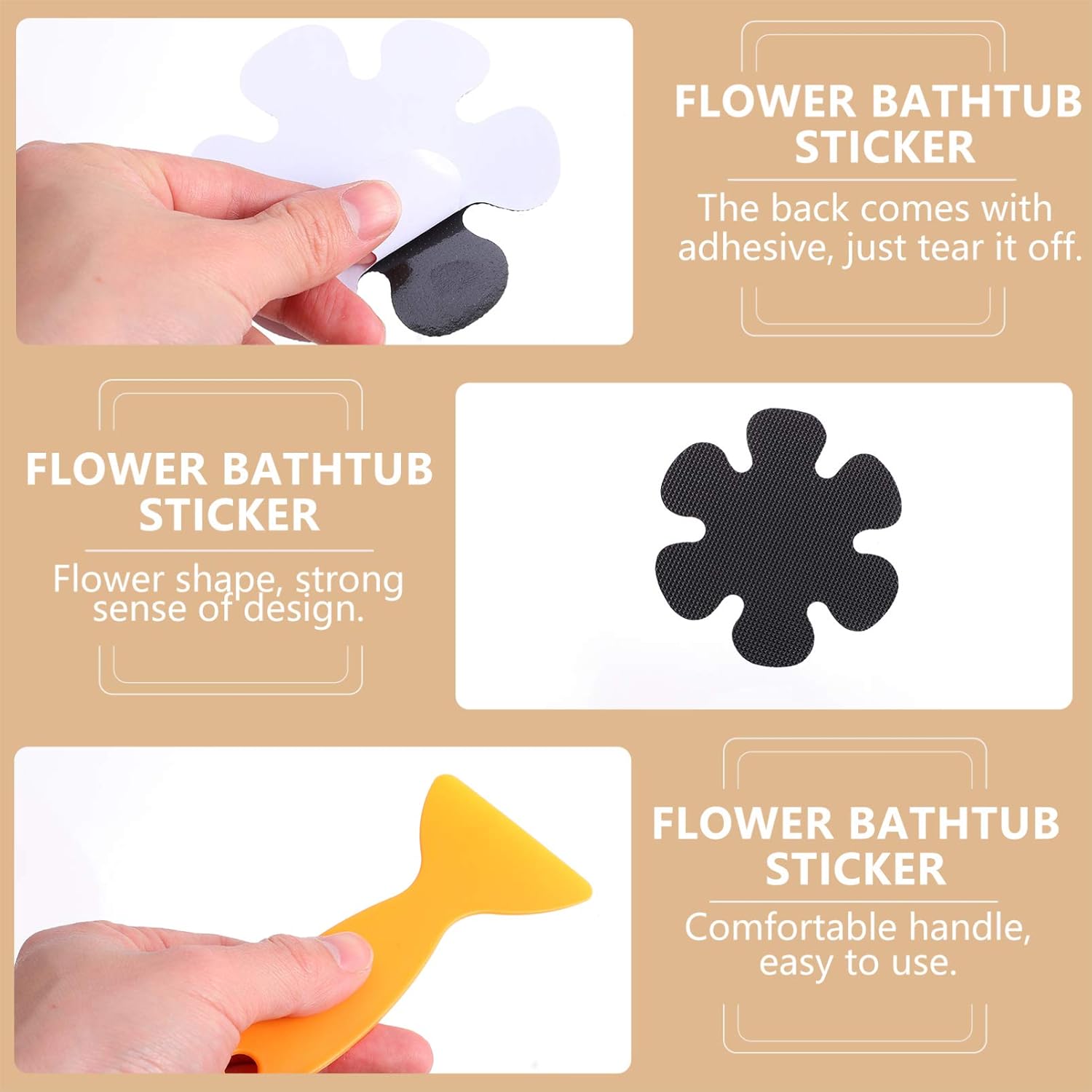 Alipis 20Pcs Flower Shape Non-Slip Bath Stickers