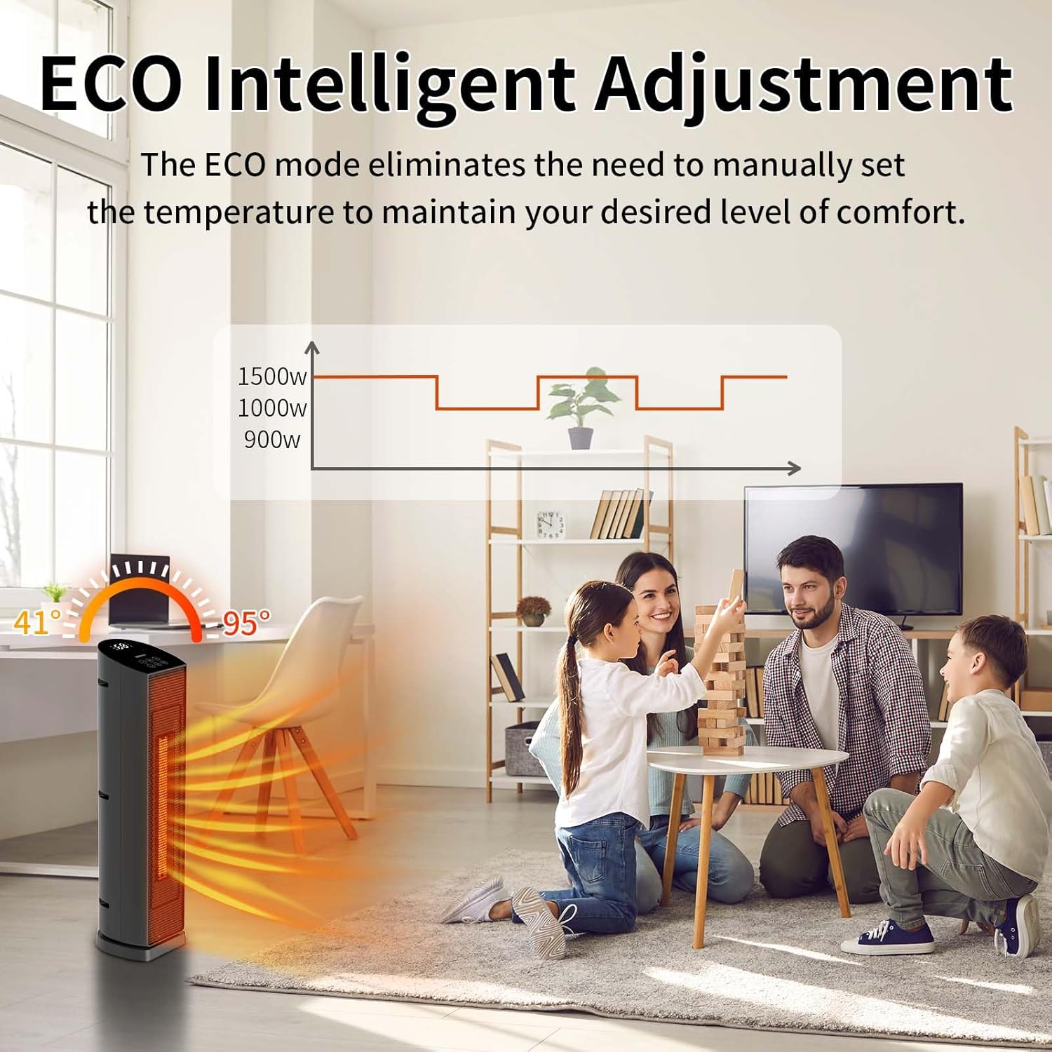 QOWETU 70 Oscillating Electric Heater with Remote Control
