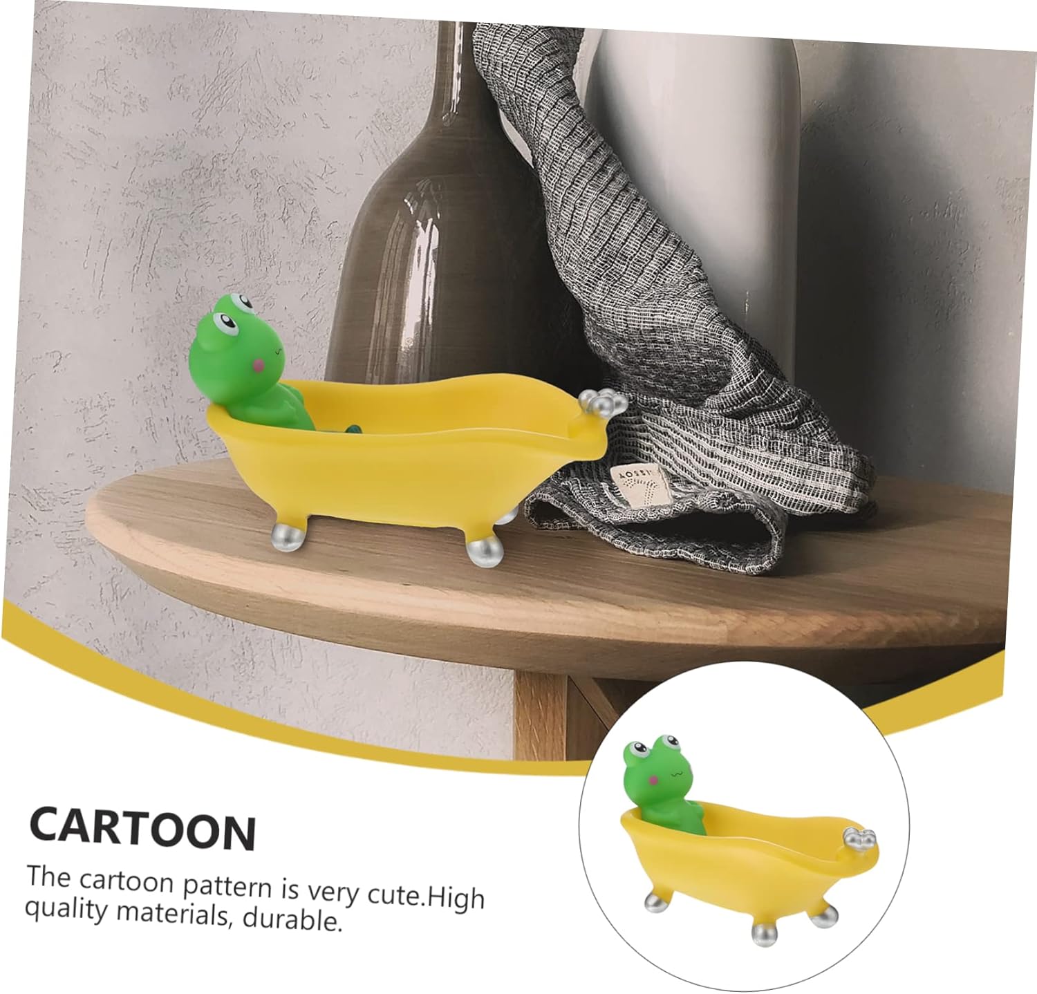 LIFKOME Cartoon Frog Soap Dish Tray Self Draining Vinyl Holder for Bathroom