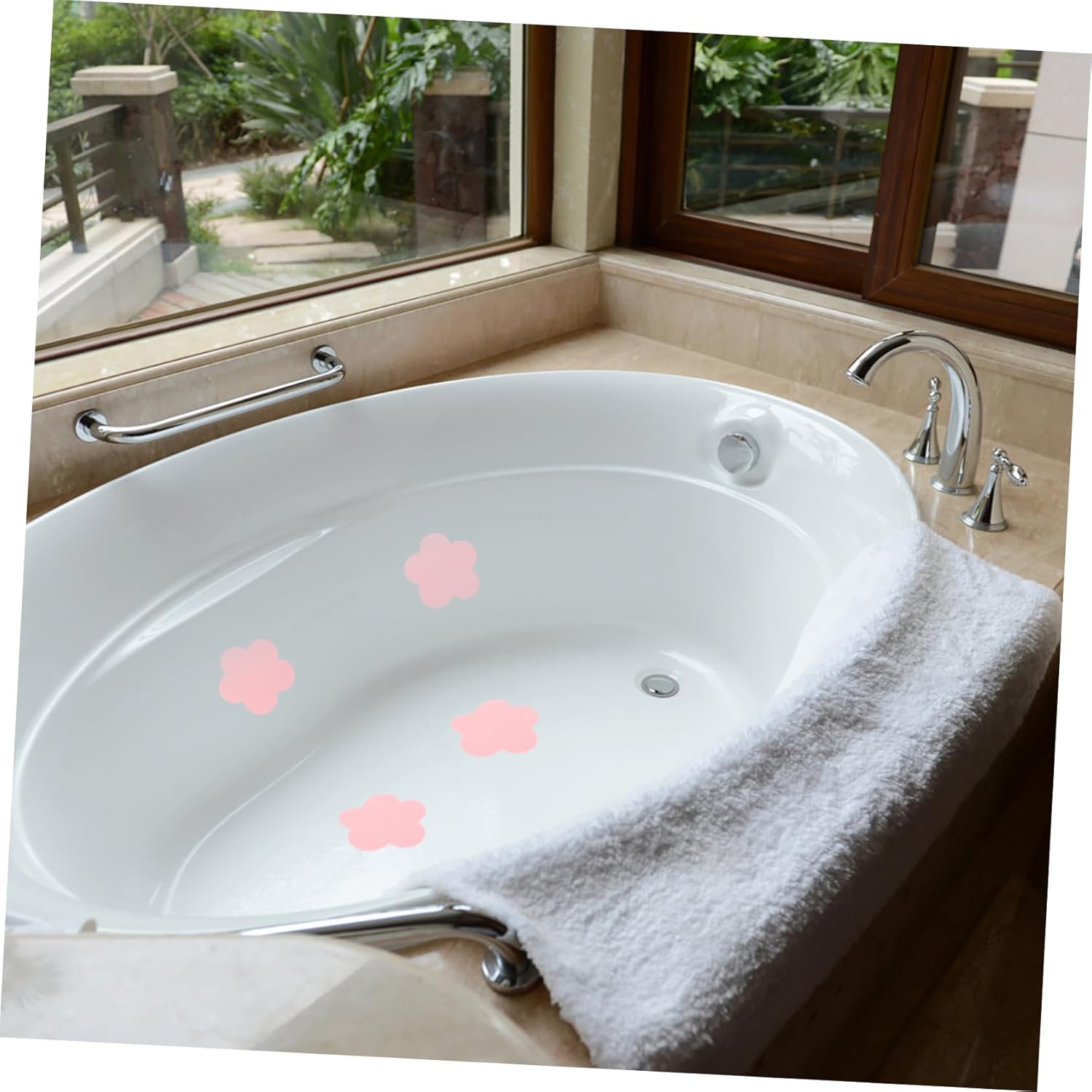 20pcs Non-Slip Pink Rubber Bathtub Stickers