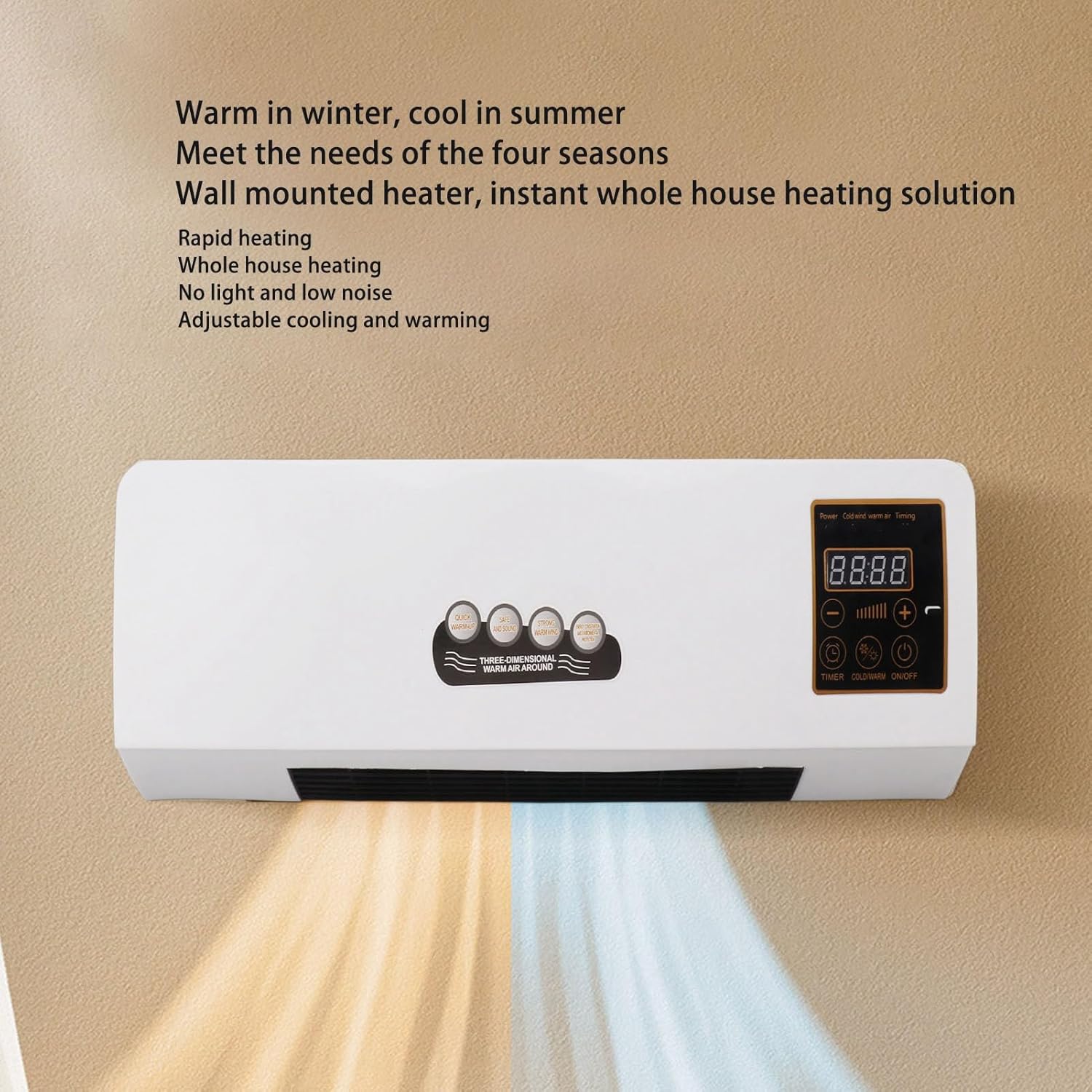 Semme Wall Mount Air Heater - Dual Use for Cooling and Heating