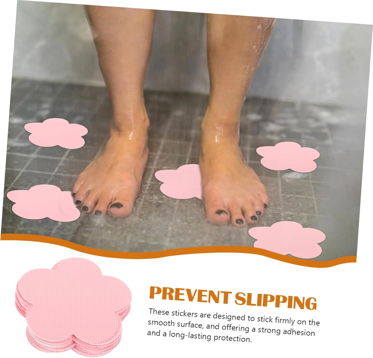 HOLIDYOYO 12pcs Pink Non-Slip Bathtub Stickers 1