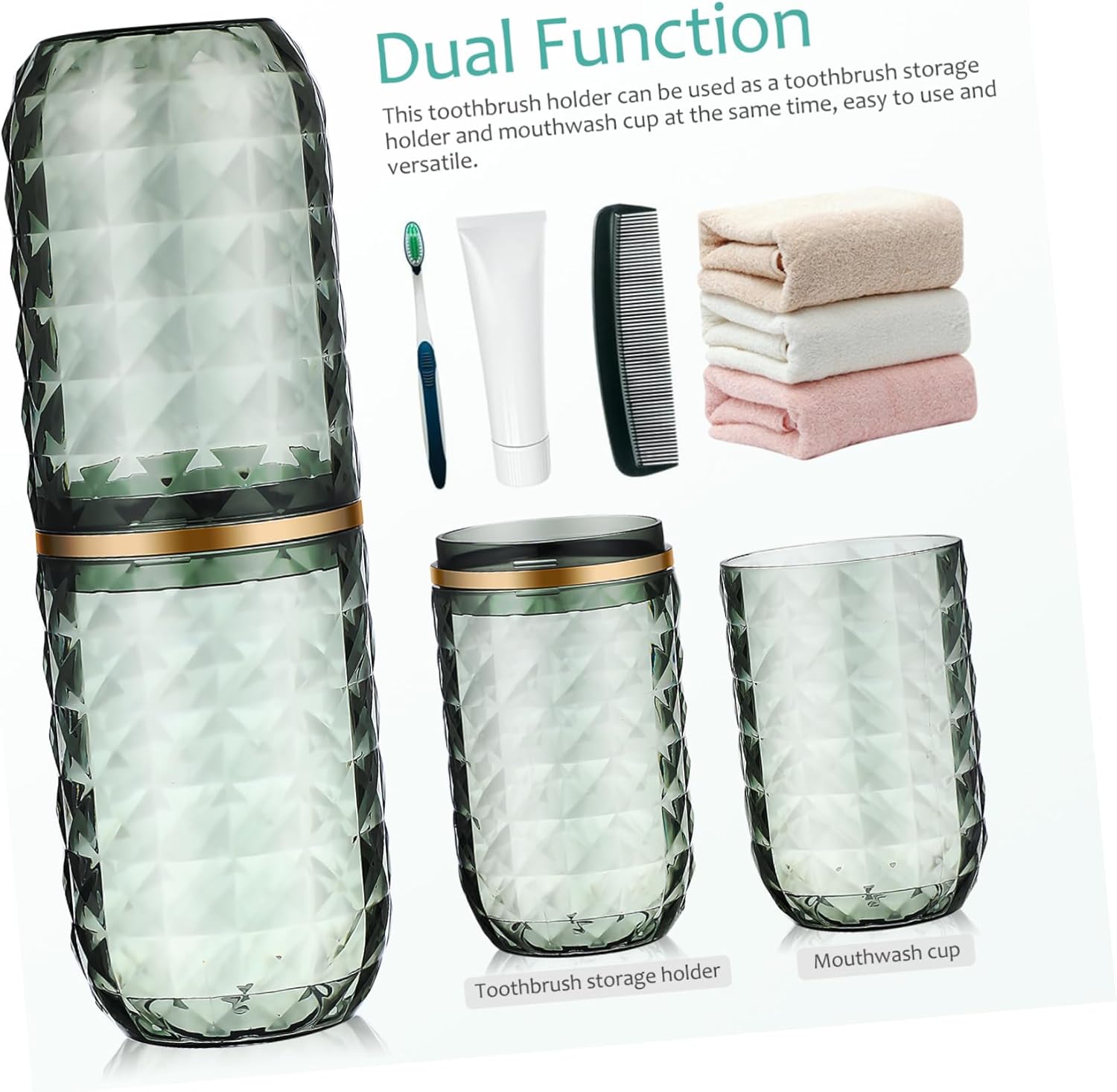 GALPADA Travel Toothbrush Holder and Mouthwash Tumbler Set