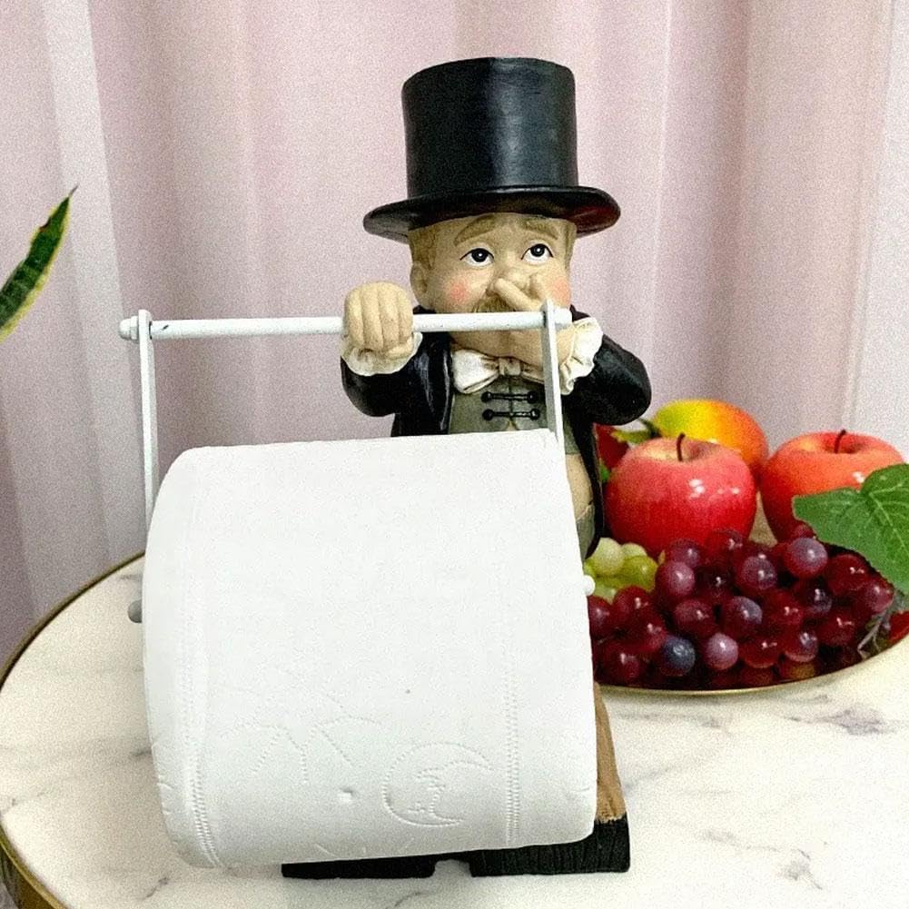 Pulunto Toilet Butler Statue Resin Gentleman Tissue Holder