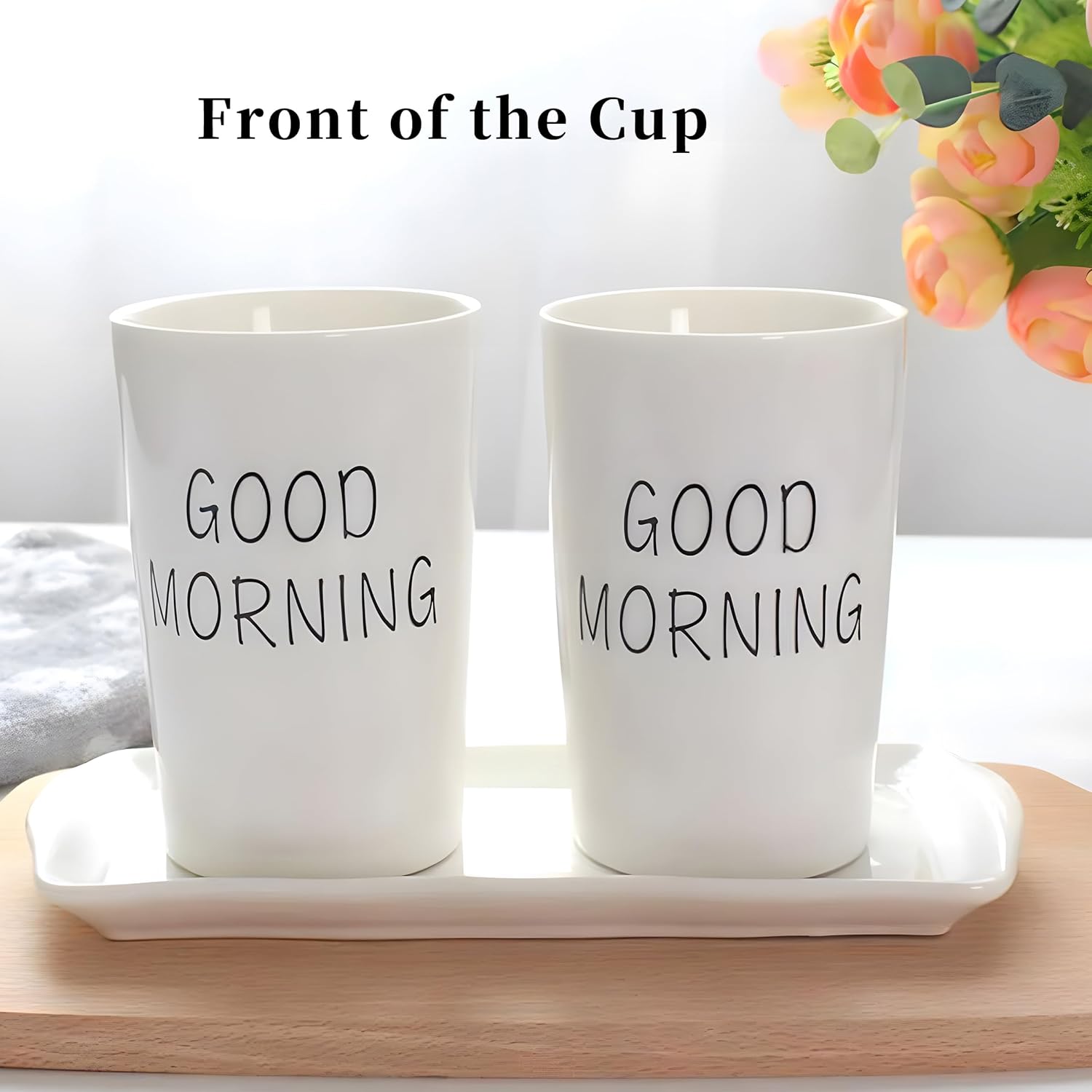 Kelake White Ceramic Tumbler Cup - 350ml Toothbrush Holder