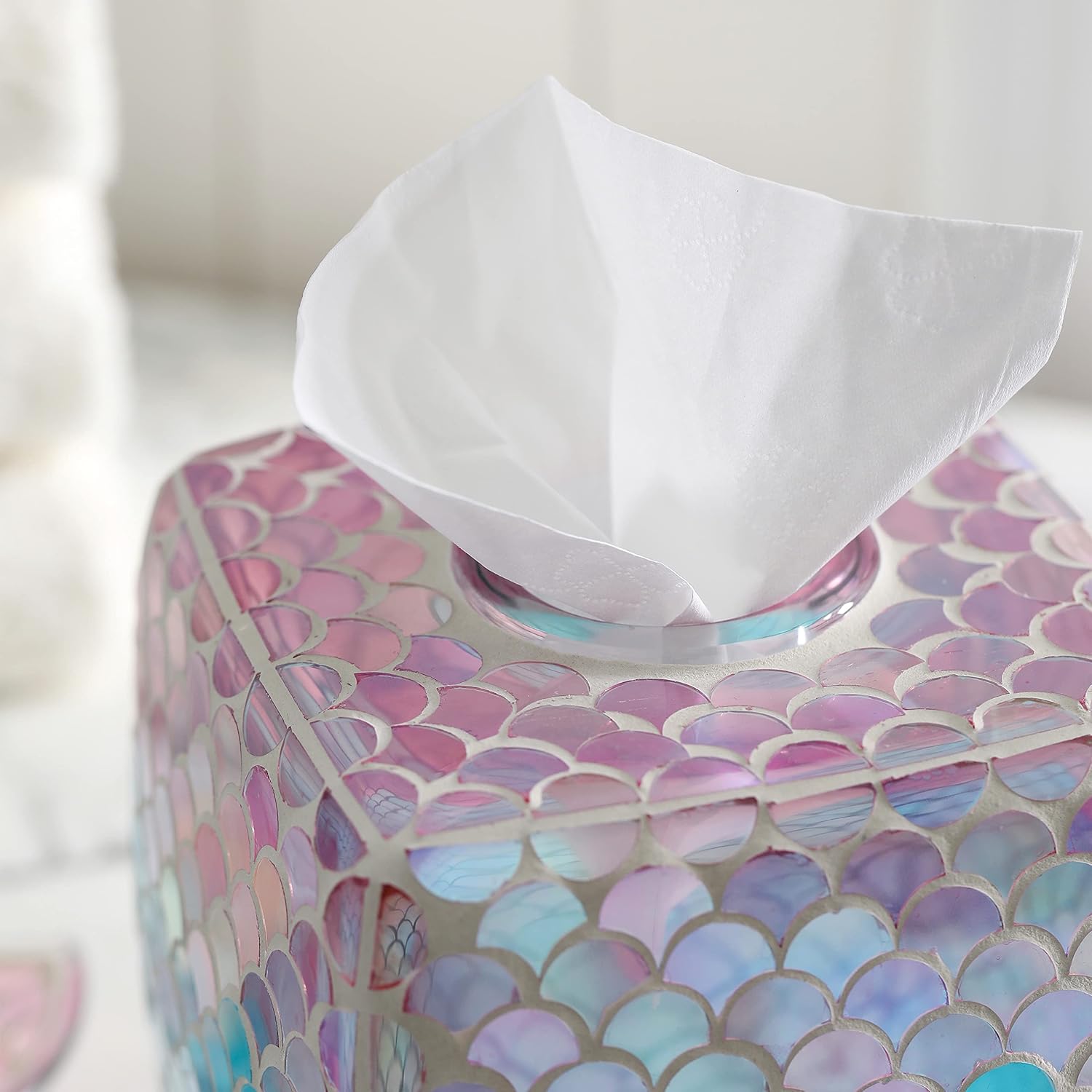 Mermaid Themed Glass Tissue Holder Decor