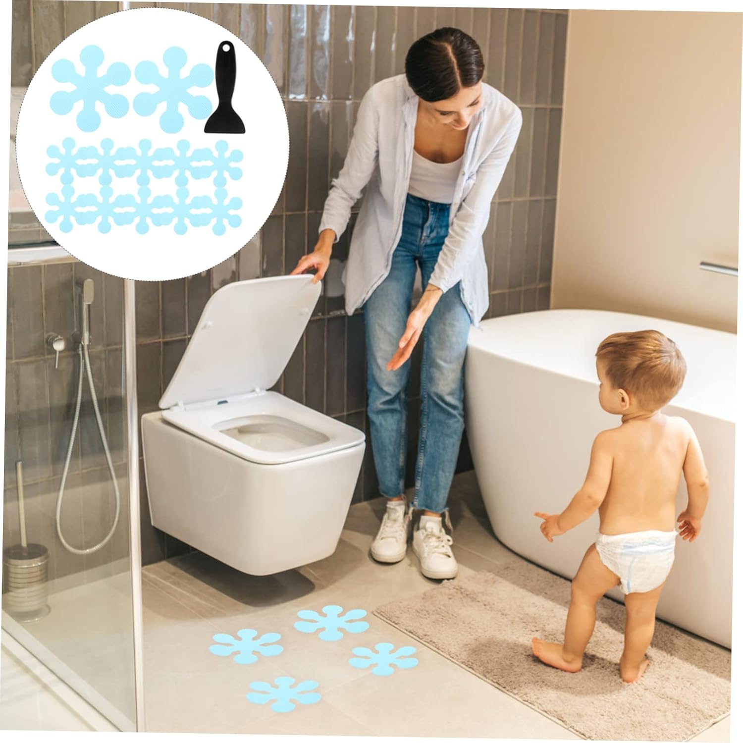 Mobestech Snowflake Non-Slip Bathtub Stickers