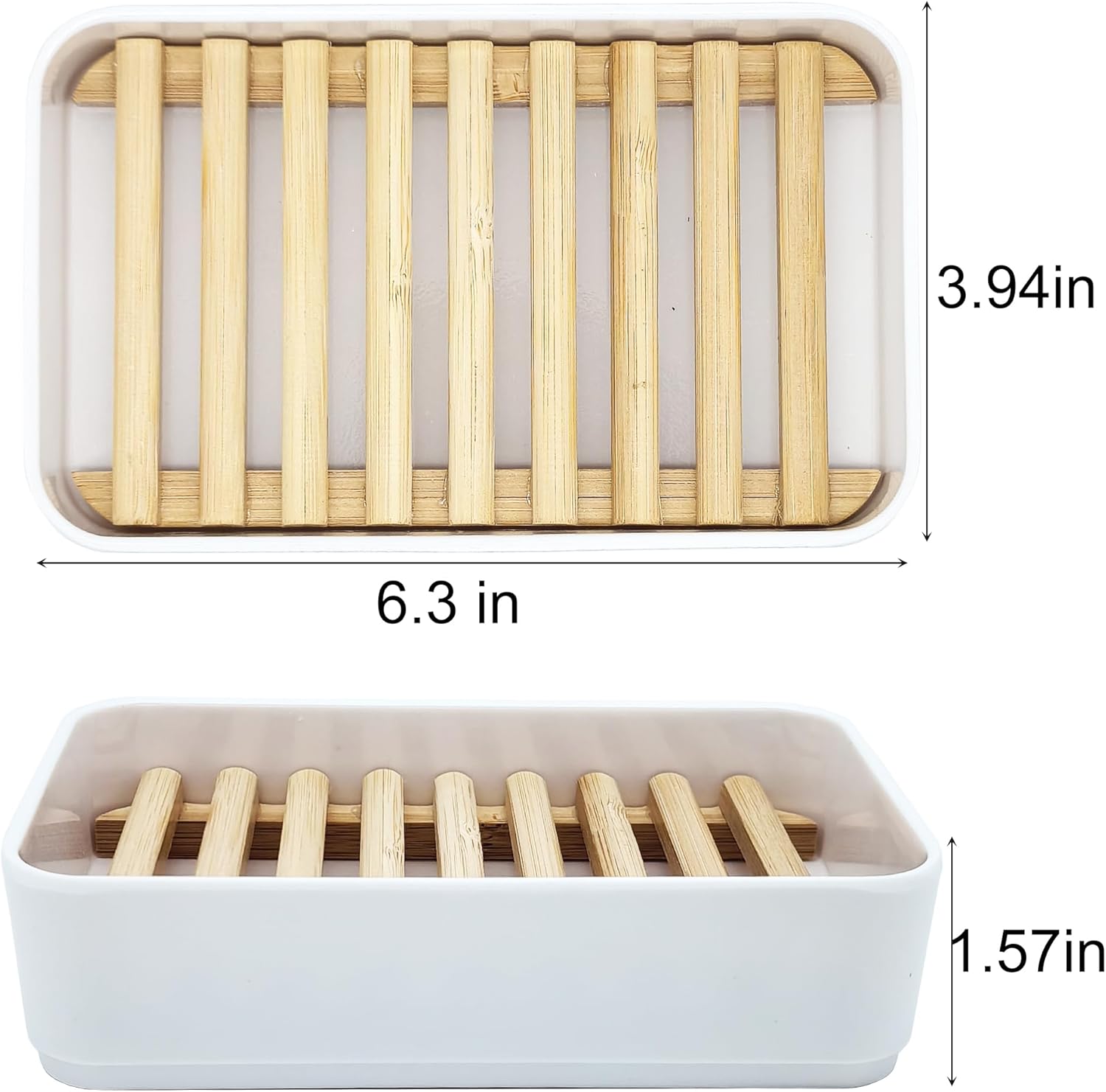 Bamboo Soap Dish Holder with Melamine Base 1 Pack