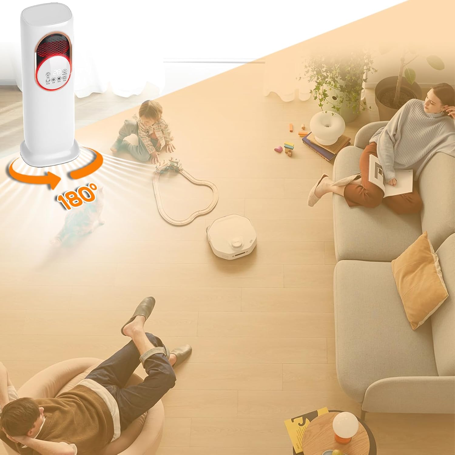XWLAI Bladeless Tower Fan and Heater Combo with Humidifier