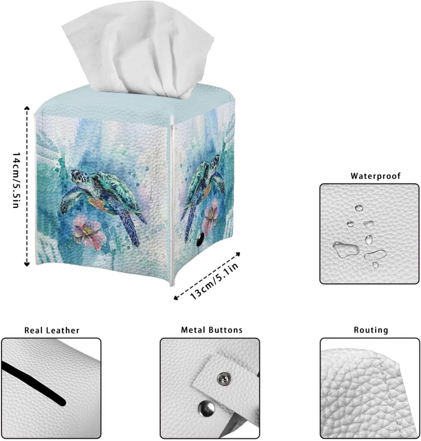 ZOUTAIRONG Reusable Tissue Box Cover with Metal Button