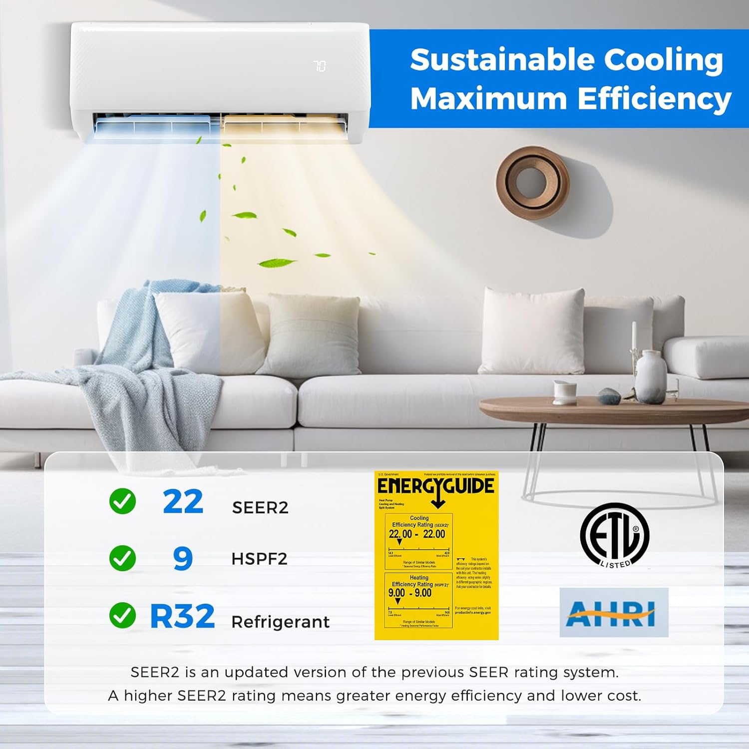 DORTALA 12000 BTU Mini Split AC Unit with Heater White