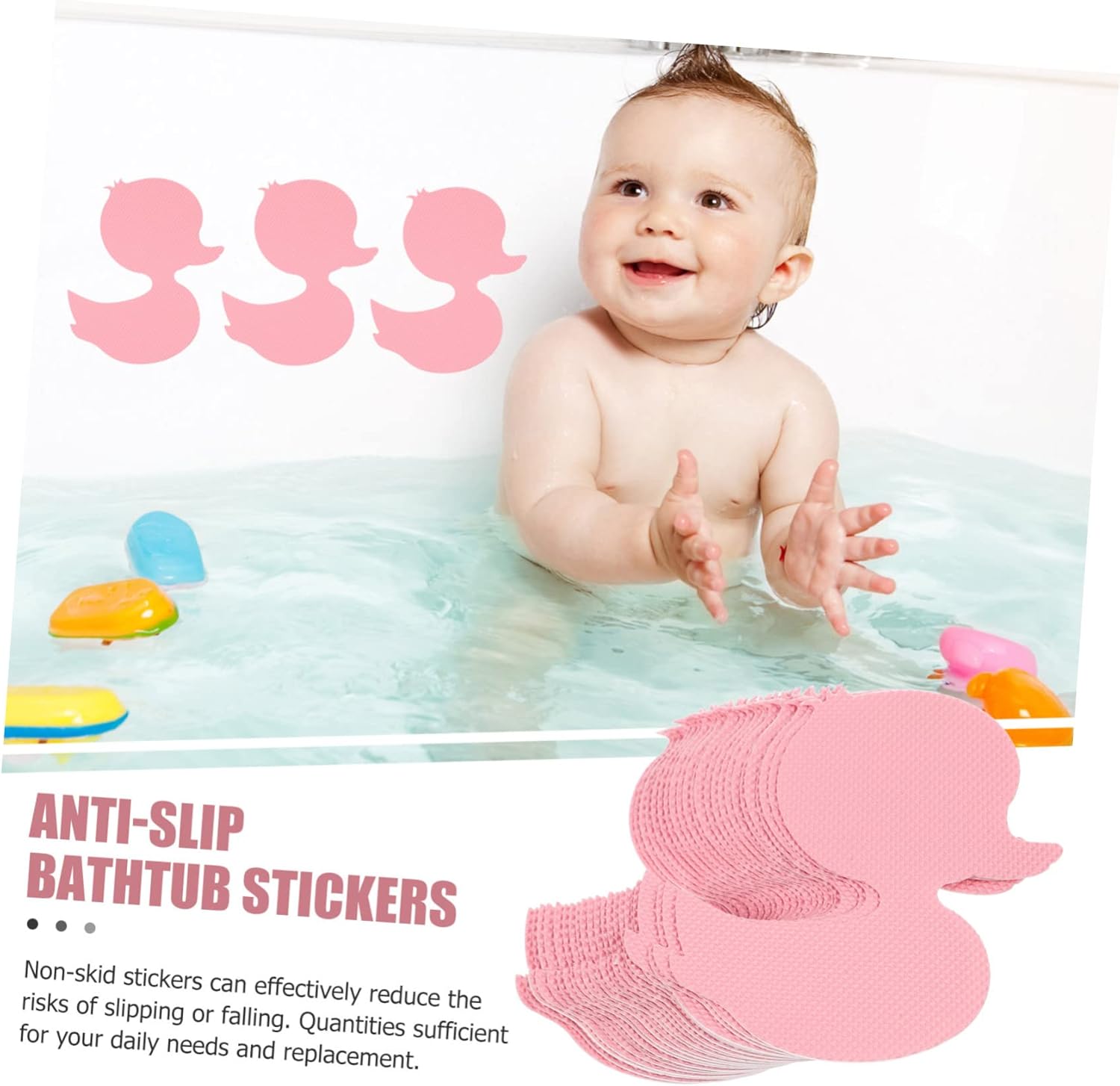 BUGUUYO 24pcs Duck Shaped Nonslip Bathtub Stickers