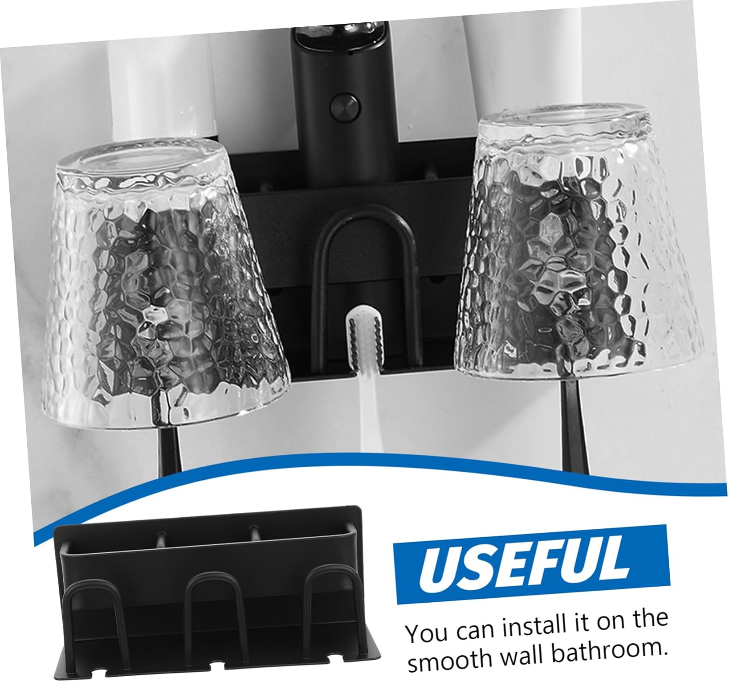 Wall Mounted Metal Toothbrush Holder with Cup Stand