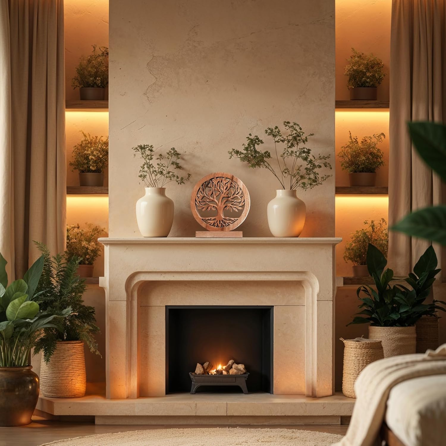 Decozen Solid Wood Tree of Life Sculpture - Home Decor