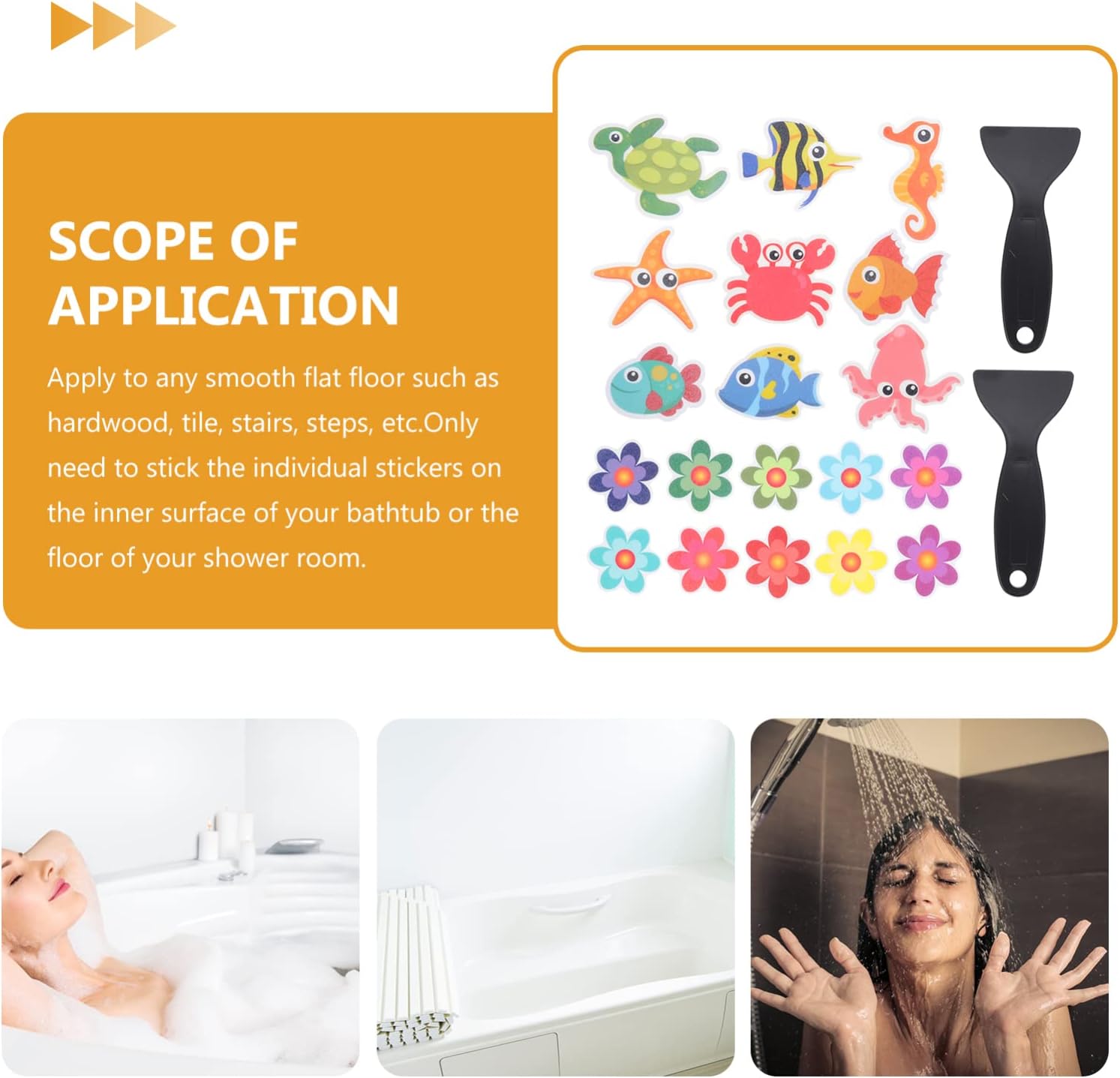 Alipis Non-Slip Bath Stickers Set with Flowers and Turtle Design