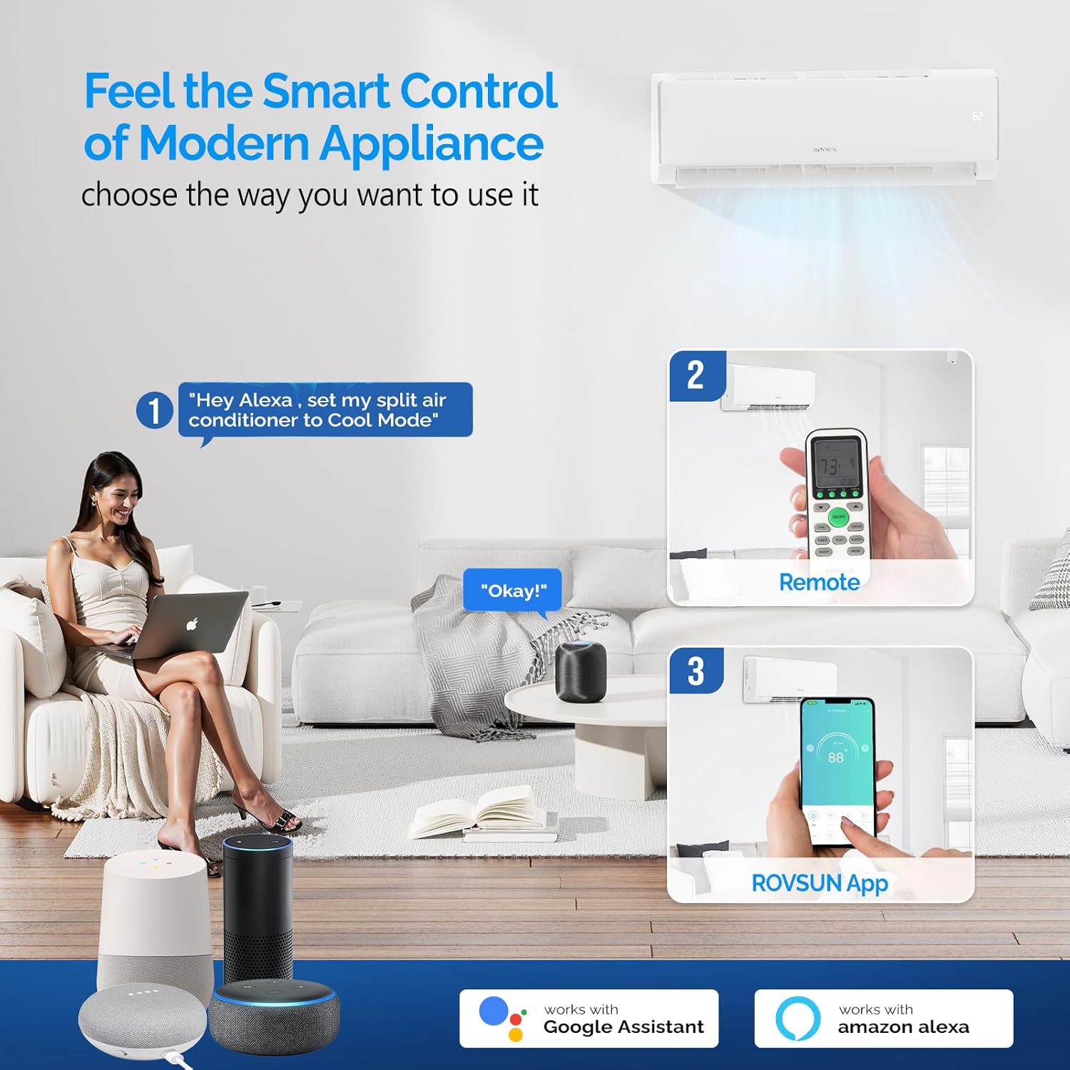 ROVSUN 11500 BTU Wifi Mini Split AC Heater