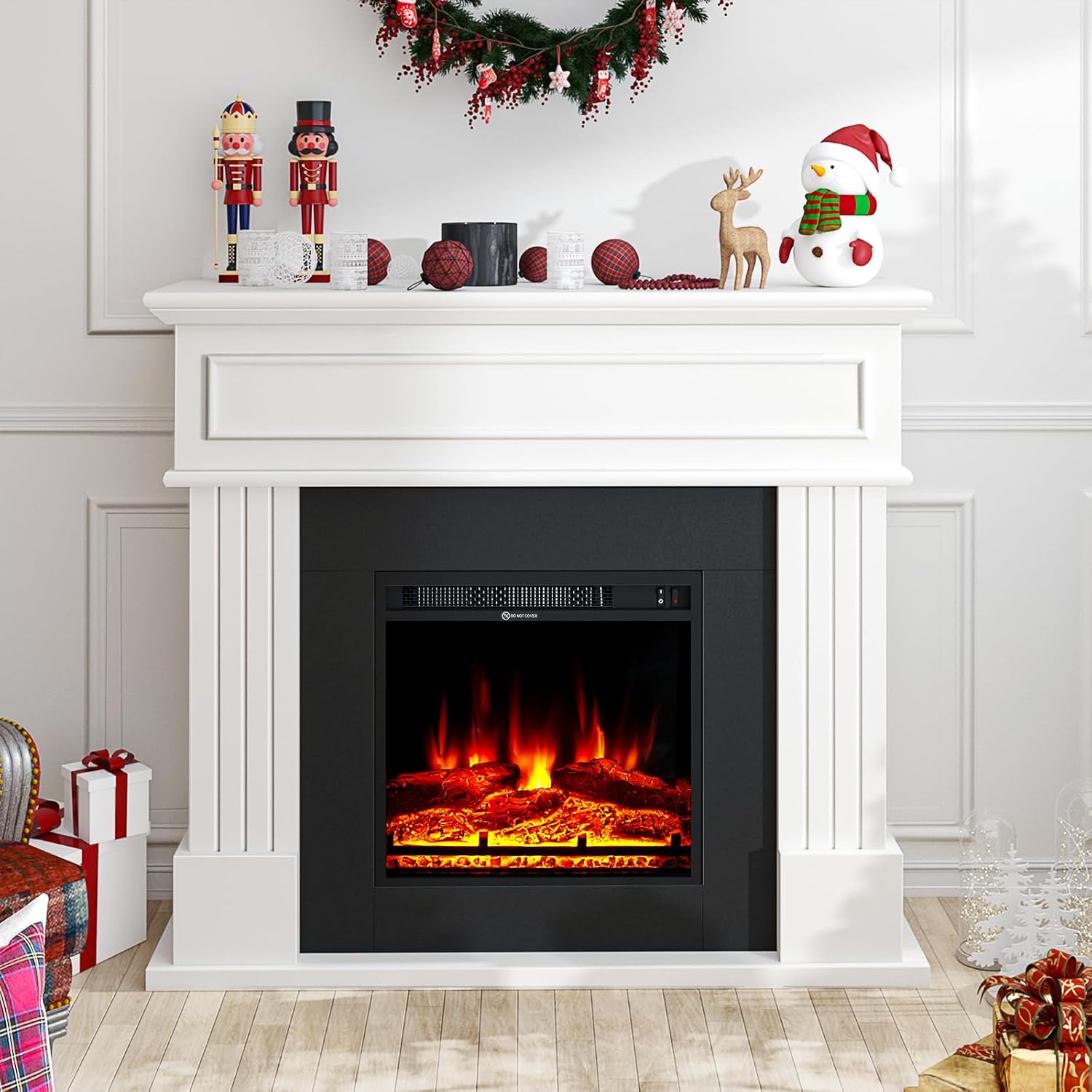 oneinmil Electric Fireplace with Mantel and TV Stand