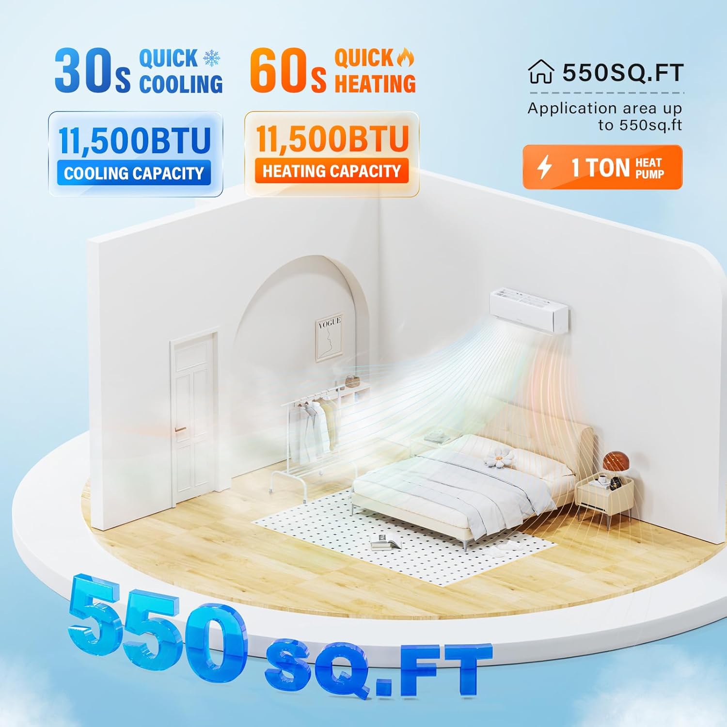 ROVSUN 11500 BTU Wifi Mini Split AC Heater