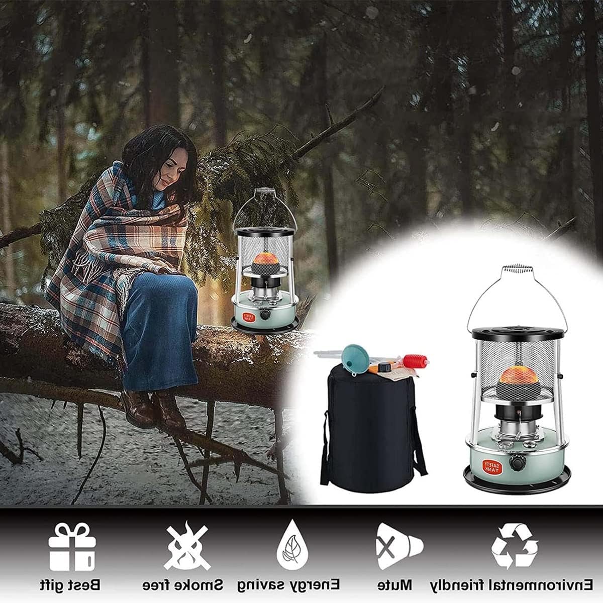 Adjustable Height Kerosene Stove with 4Wicks 8900 BTU