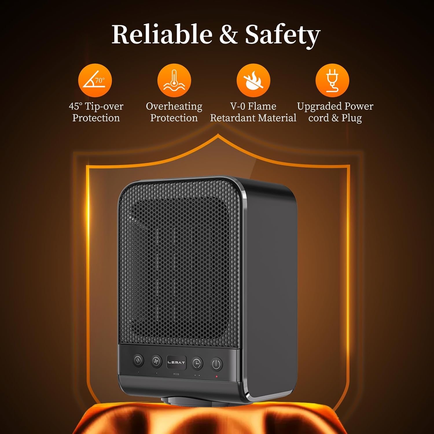 Lerat Space Heater 1500W PTC Fast Heating Black