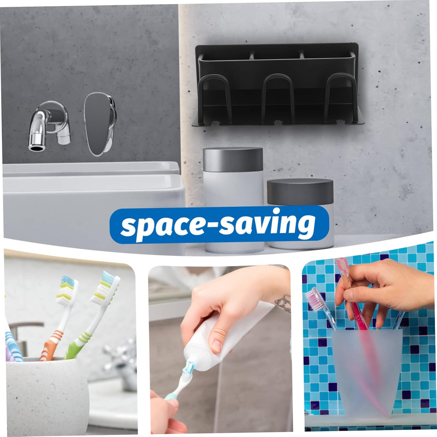 Wall Mounted Metal Toothbrush Holder with Cup Stand