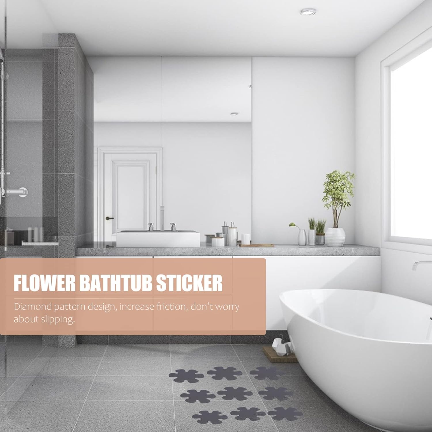 Alipis 20Pcs Flower Shape Non-Slip Bath Stickers