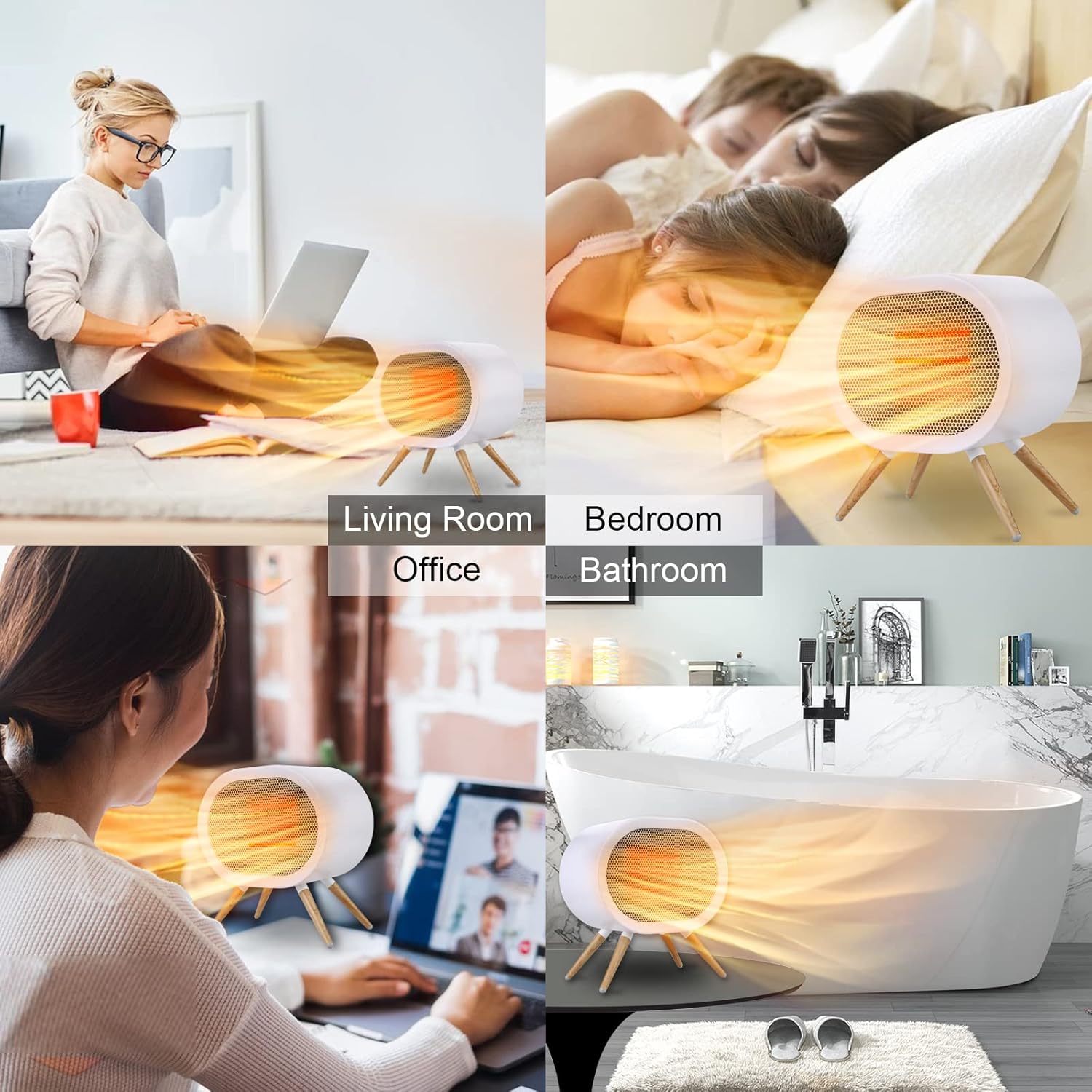 FEASYD 1000W Electric Space Heater with 3 Modes