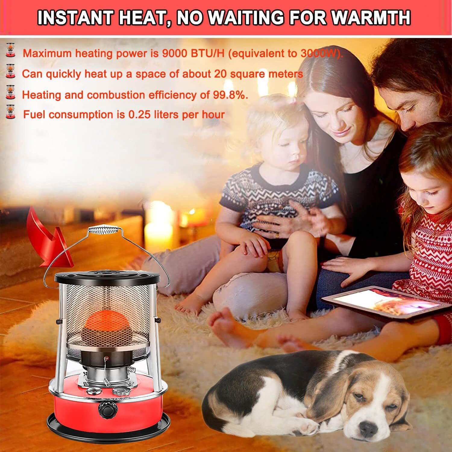 YEXLXLN Kerosene Heater Stove 9000 BTU Indoor Outdoor Portable