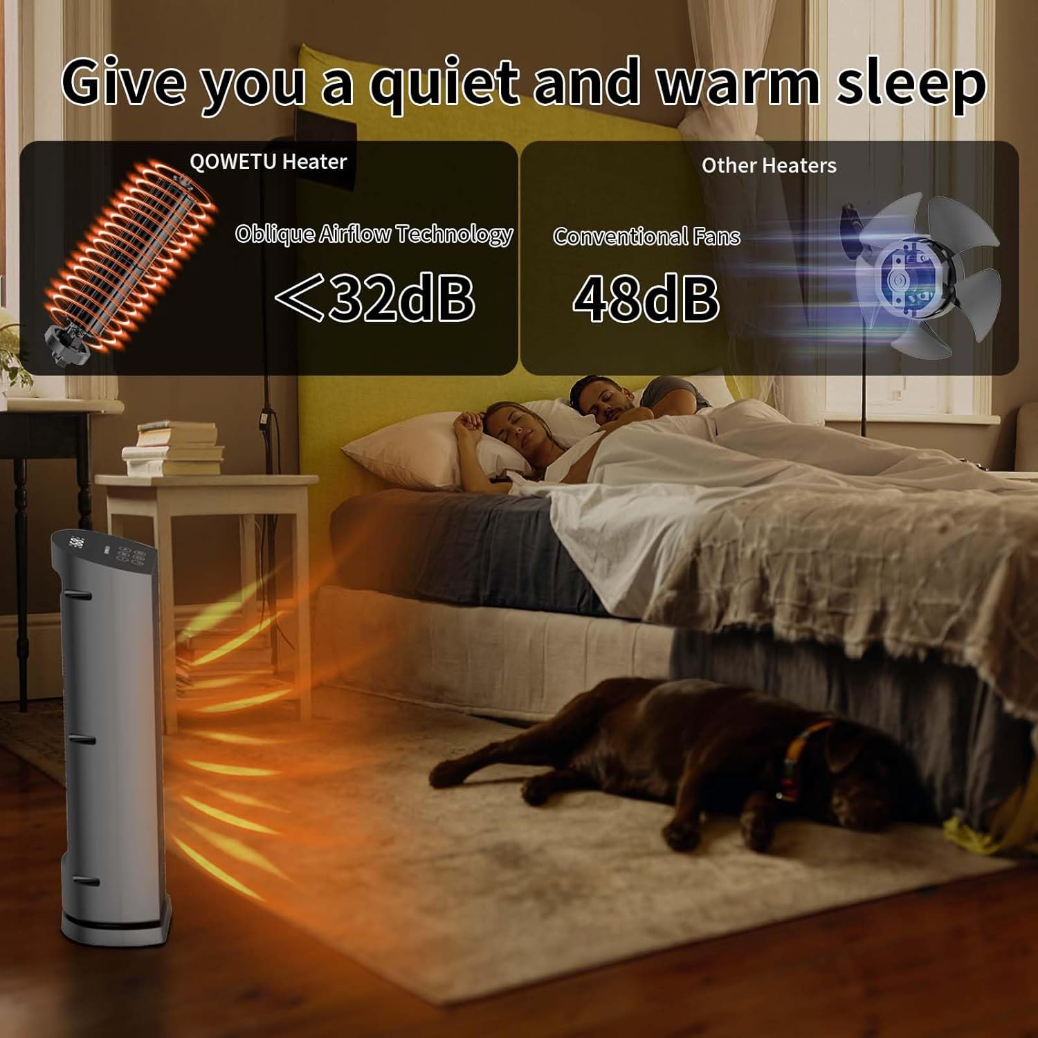 QOWETU 70 Oscillating Electric Heater with Remote Control