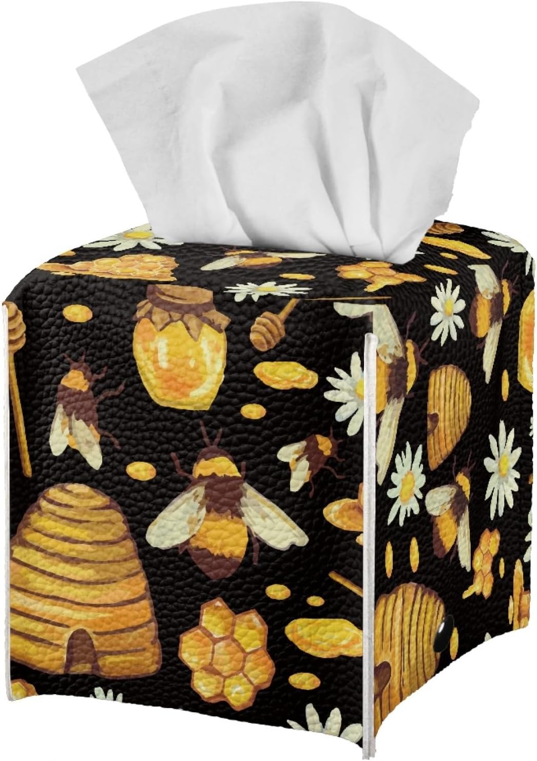 Cute Bee Tissue Box Cover Holder with Belt Bottom