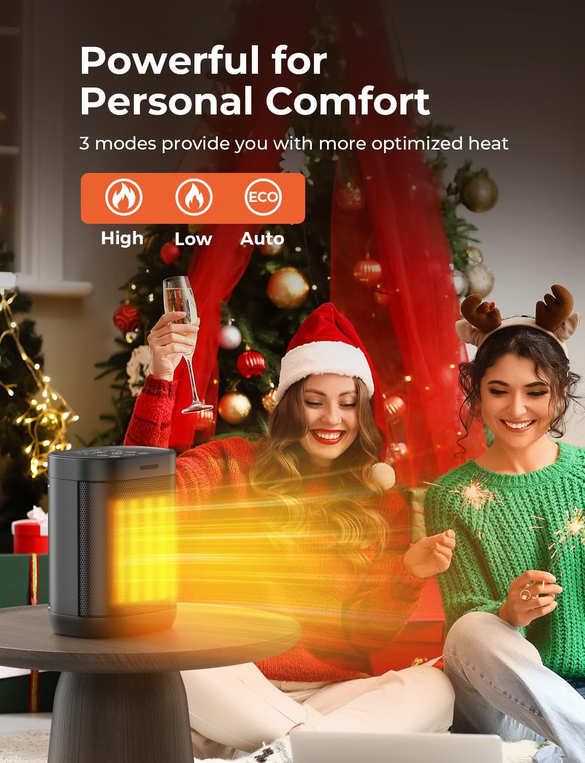 Oprunsy 1500W PTC Ceramic Space Heater with 4 Modes