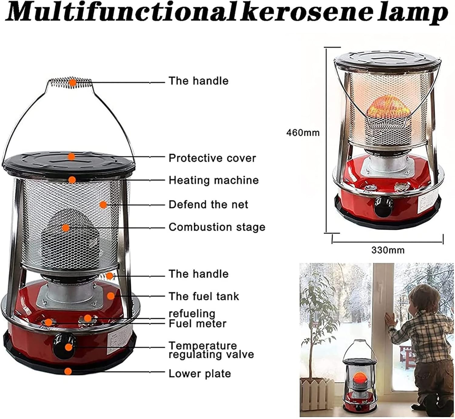 FXNFXLA Kerosene Heater 46L Portable Indoor Outdoor