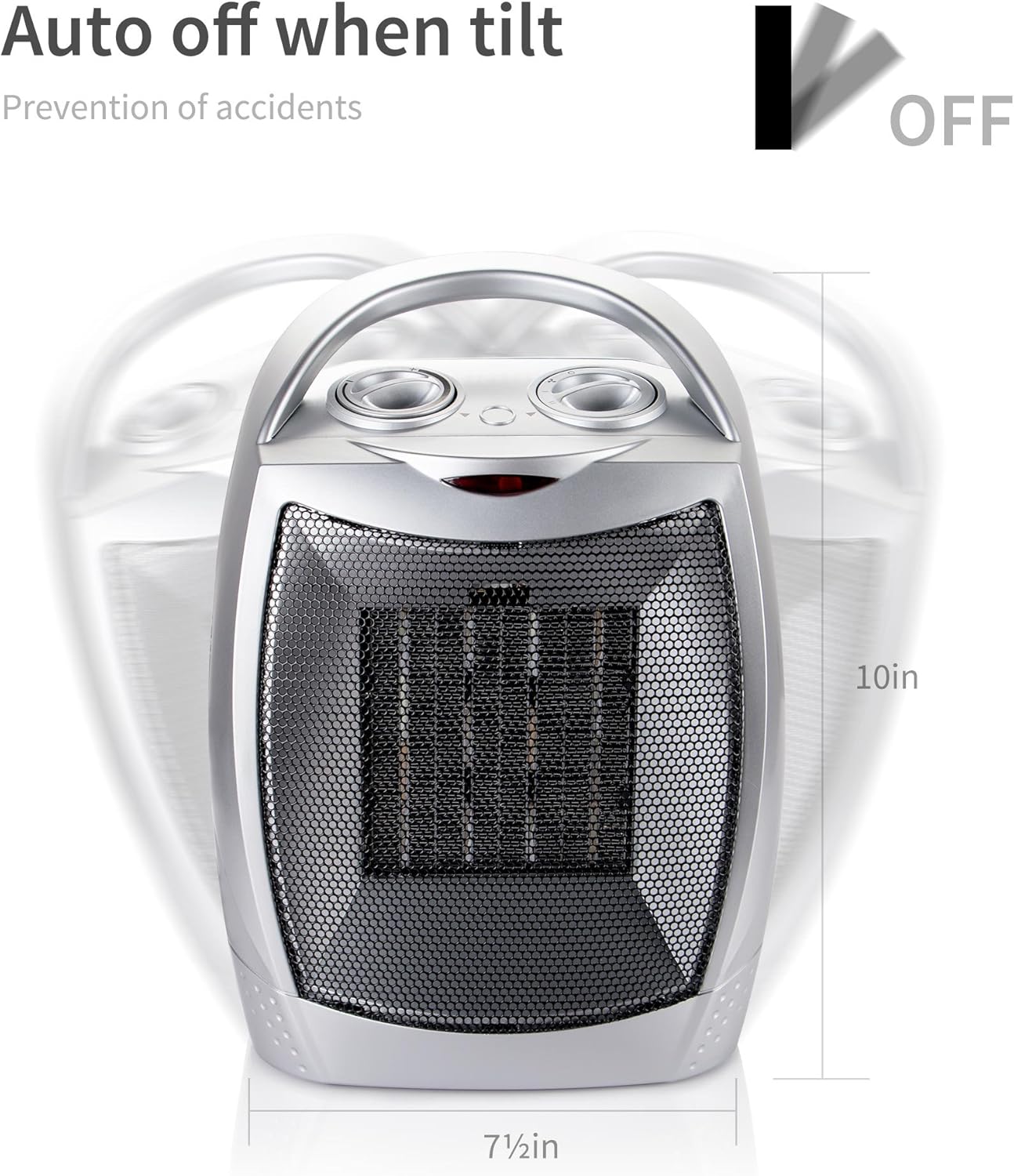 Moonflor 1500W Silver Space Heater with Safety Features