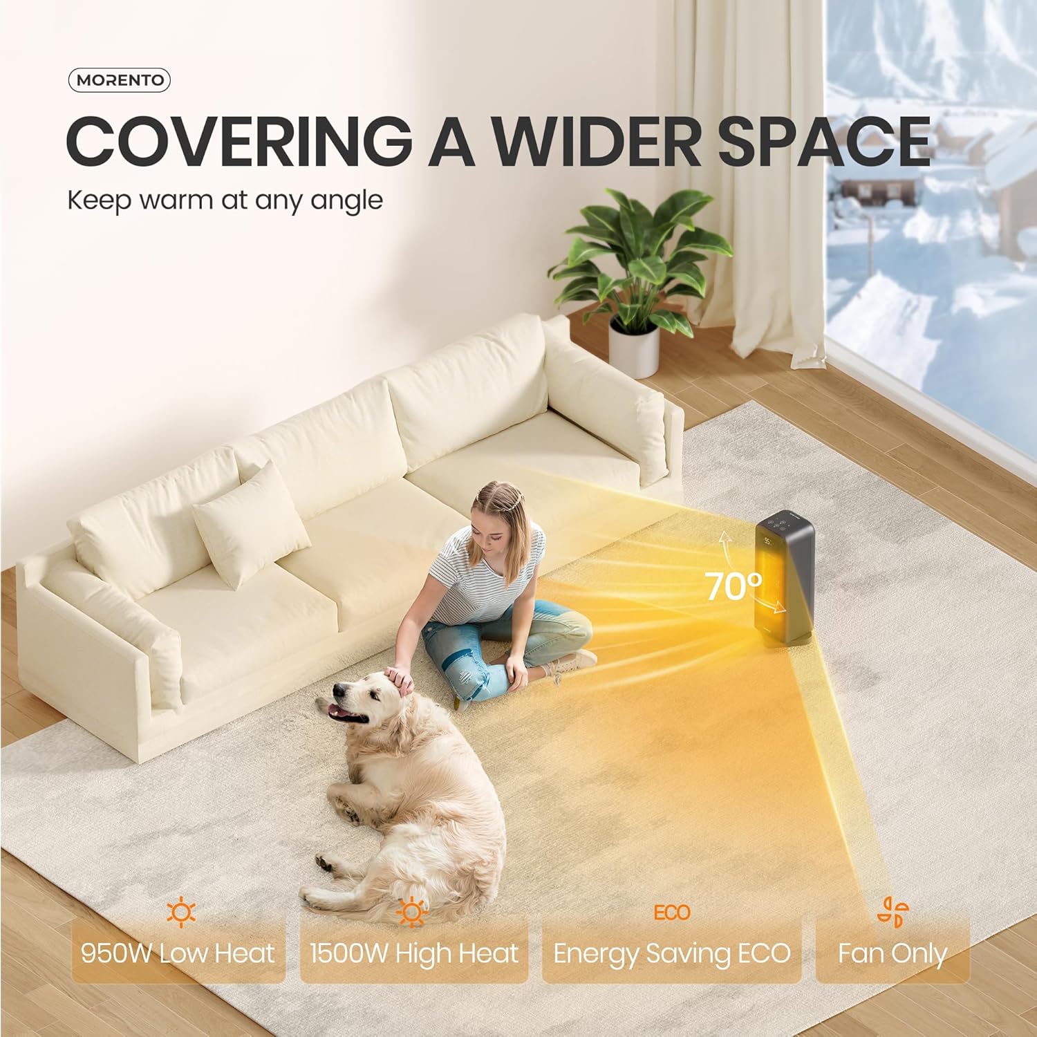 MORENTO Smart Electric Space Heater with Wi-Fi and Voice Control