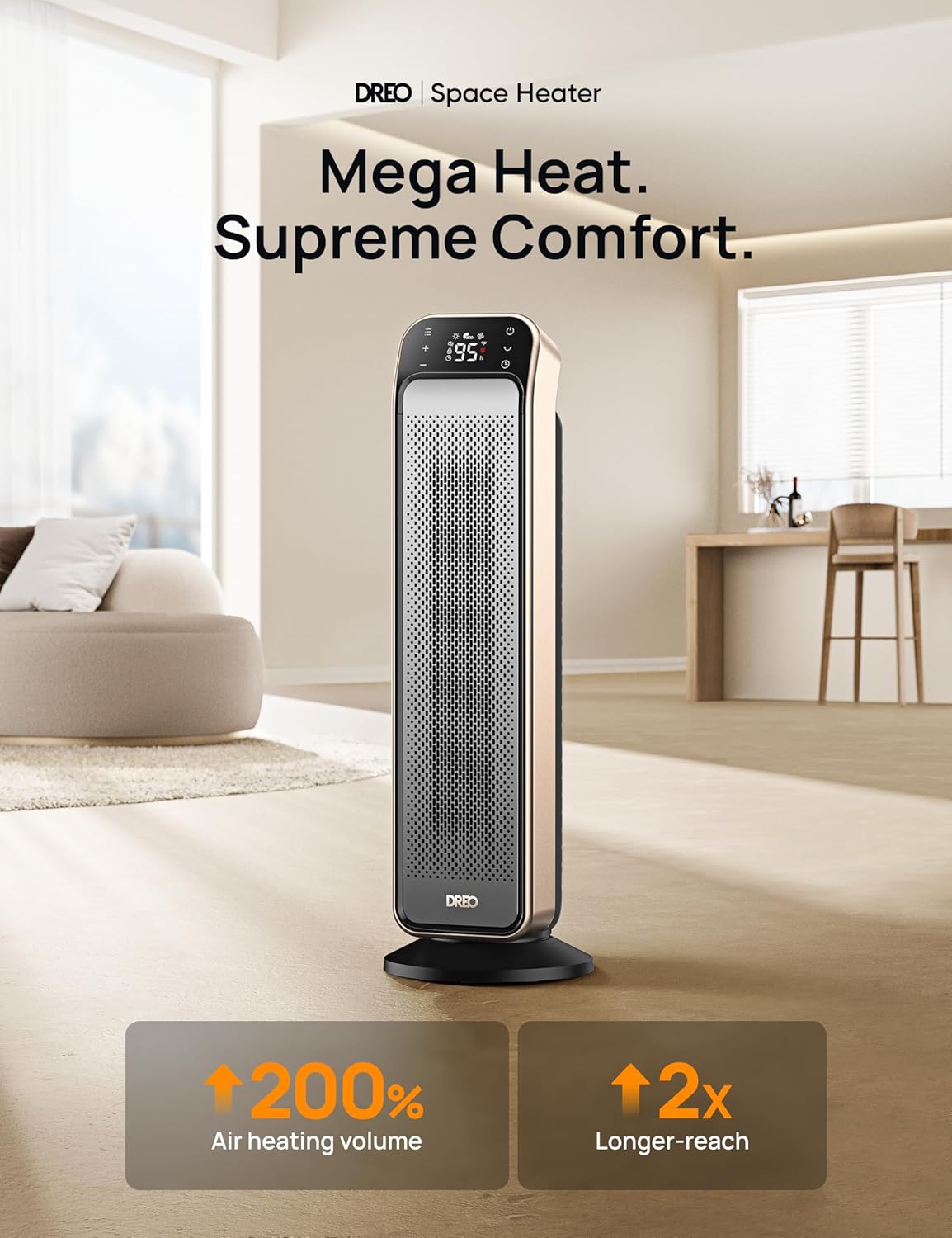 Dreo Space Heater for Large Rooms and Quiet Warmth