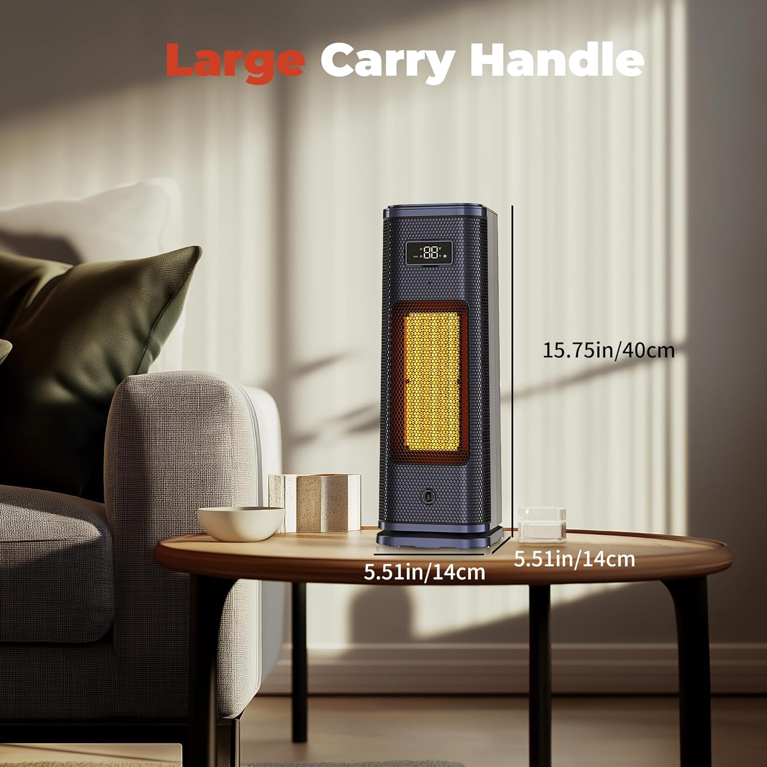 Portable Electric Heater with Remote - 1500W PTC Ceramic for Home Office