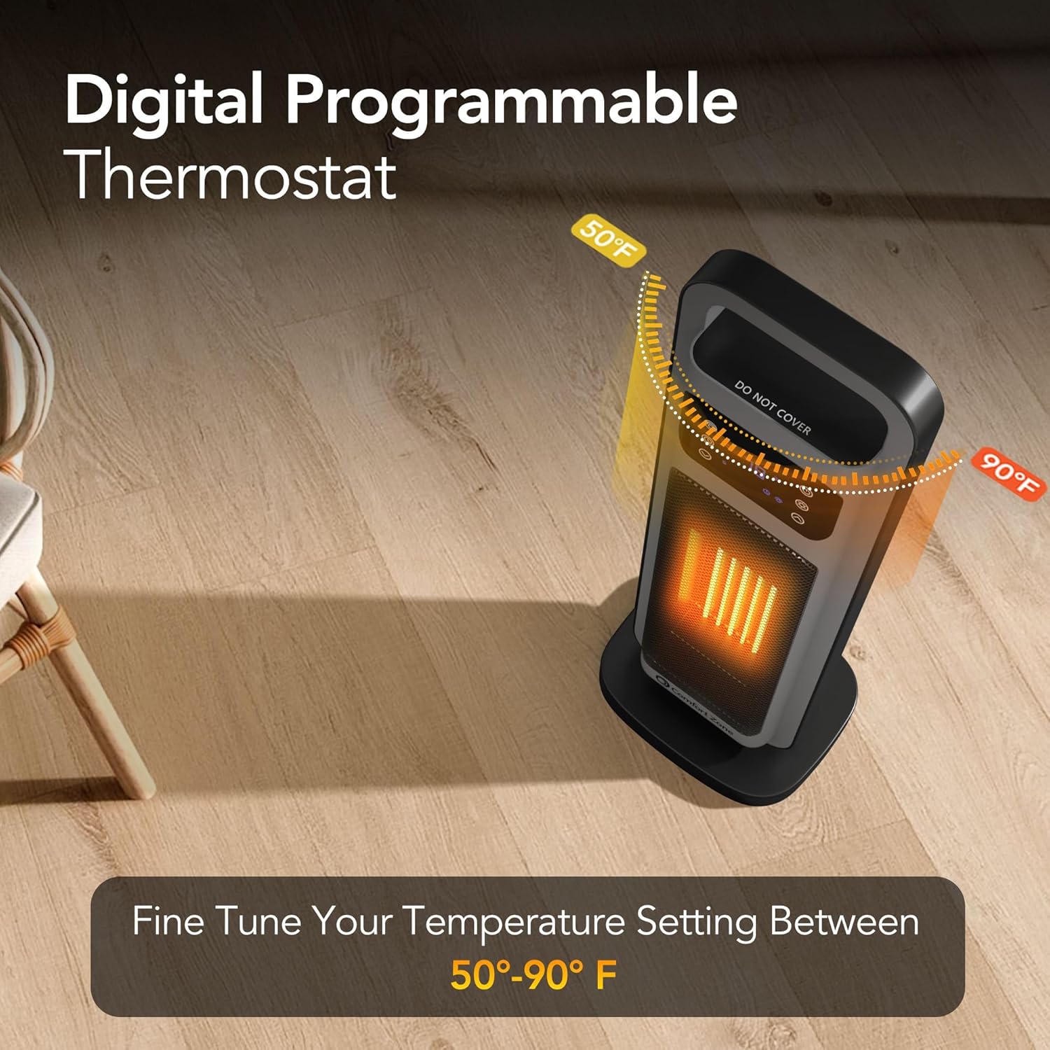 Comfort Zone 26-Inch Tower Space Heater with Remote Control