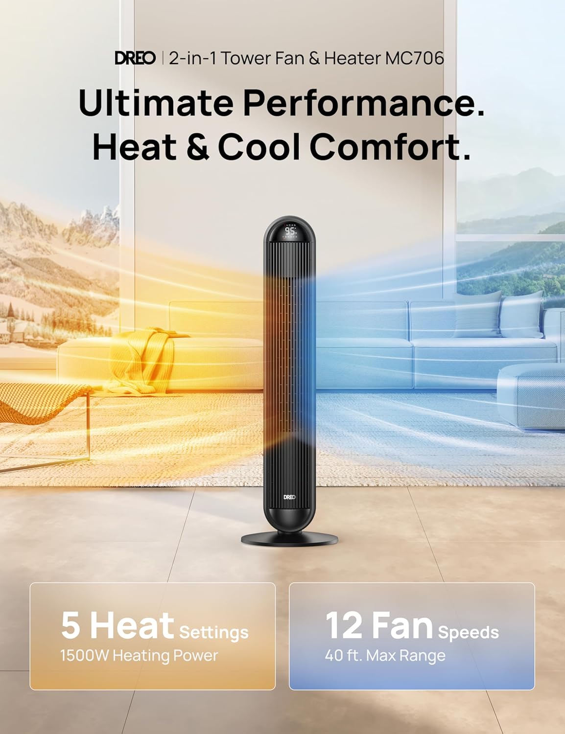 Dreo 42 Heater Fan with Remote and Thermostat