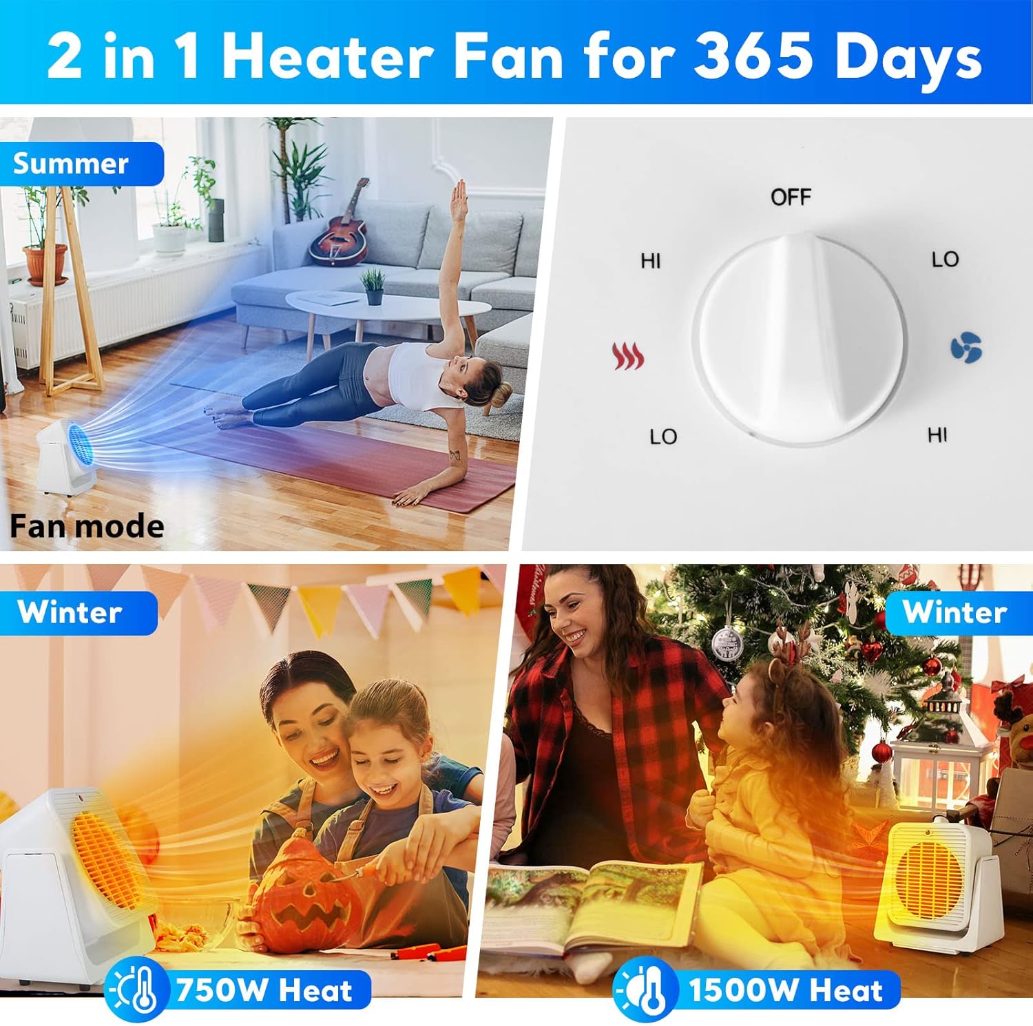 TRUSTECH 2 in 1 Heater Fan for Desk Fast Heating Fan Modes