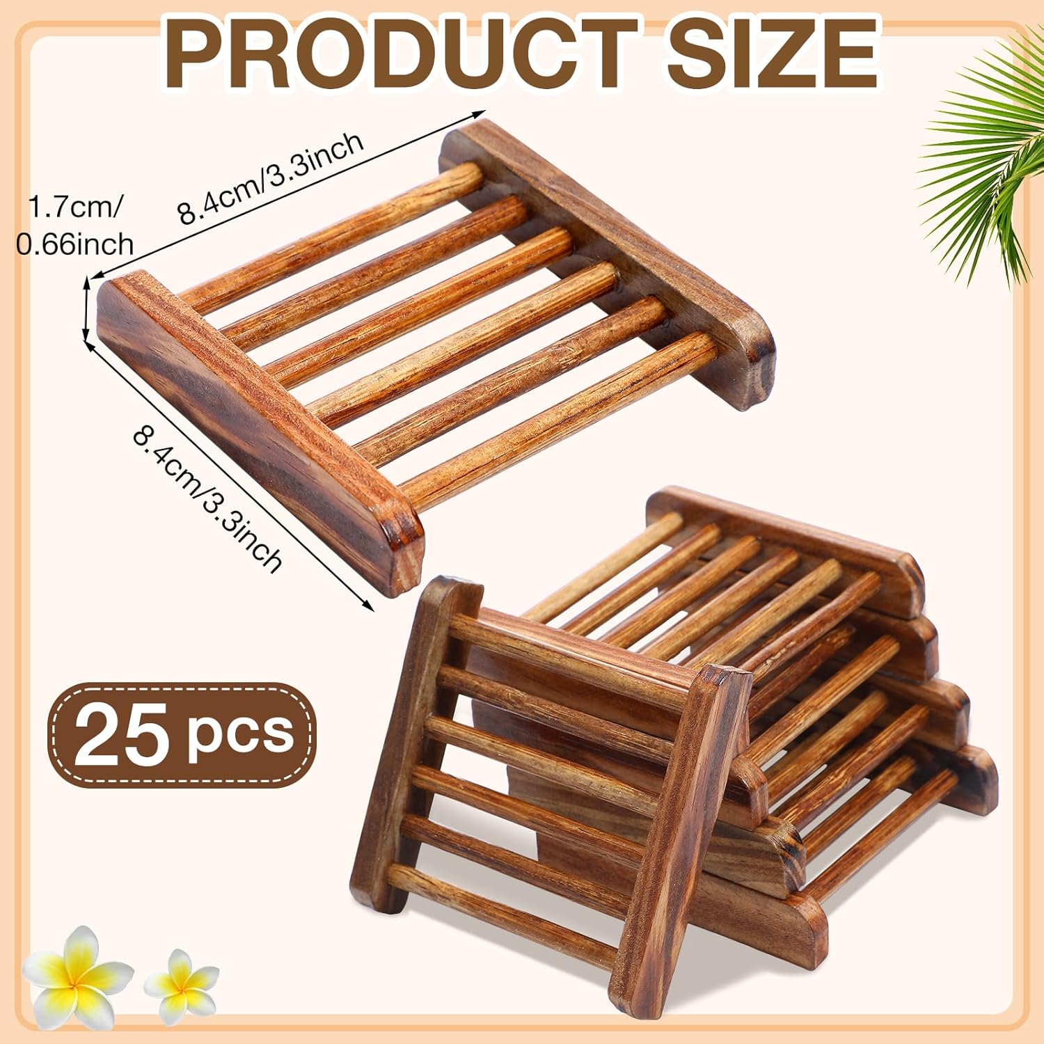 Amyhill 25 Pcs Bamboo Soap Dish for Bathroom