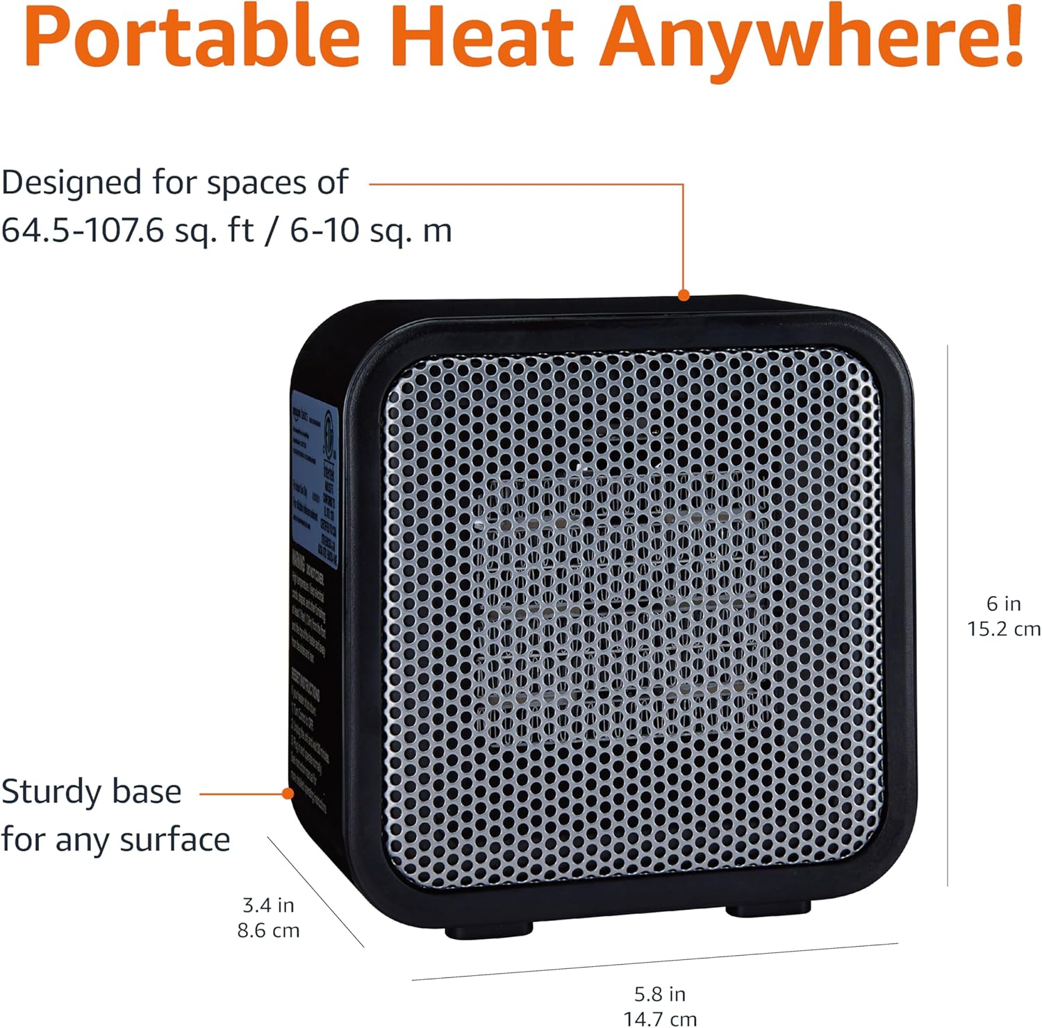 Amazon Basics 500W Ceramic Desk Heater with Tip-Over Protection