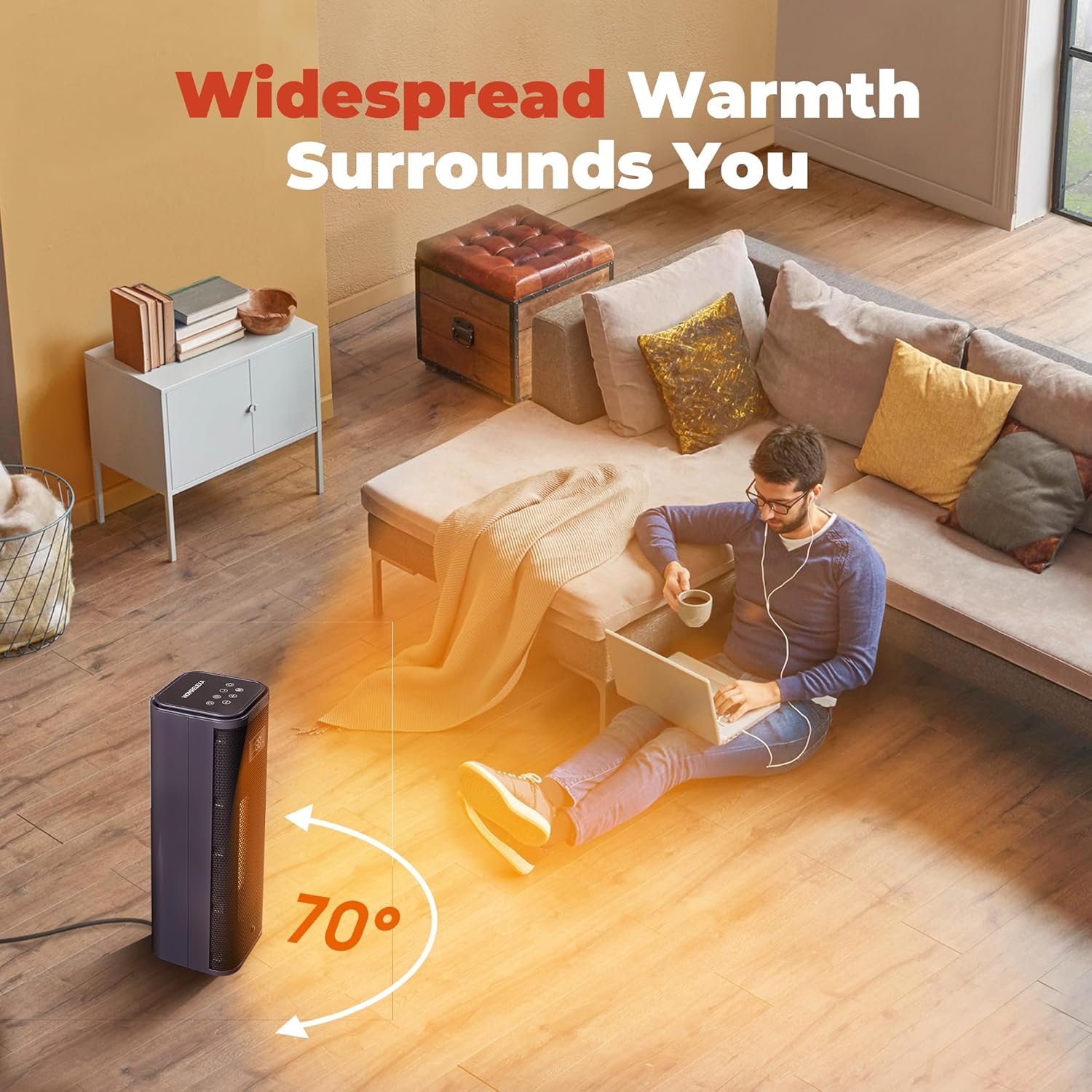 Portable Electric Heater with Remote - 1500W PTC Ceramic for Home Office