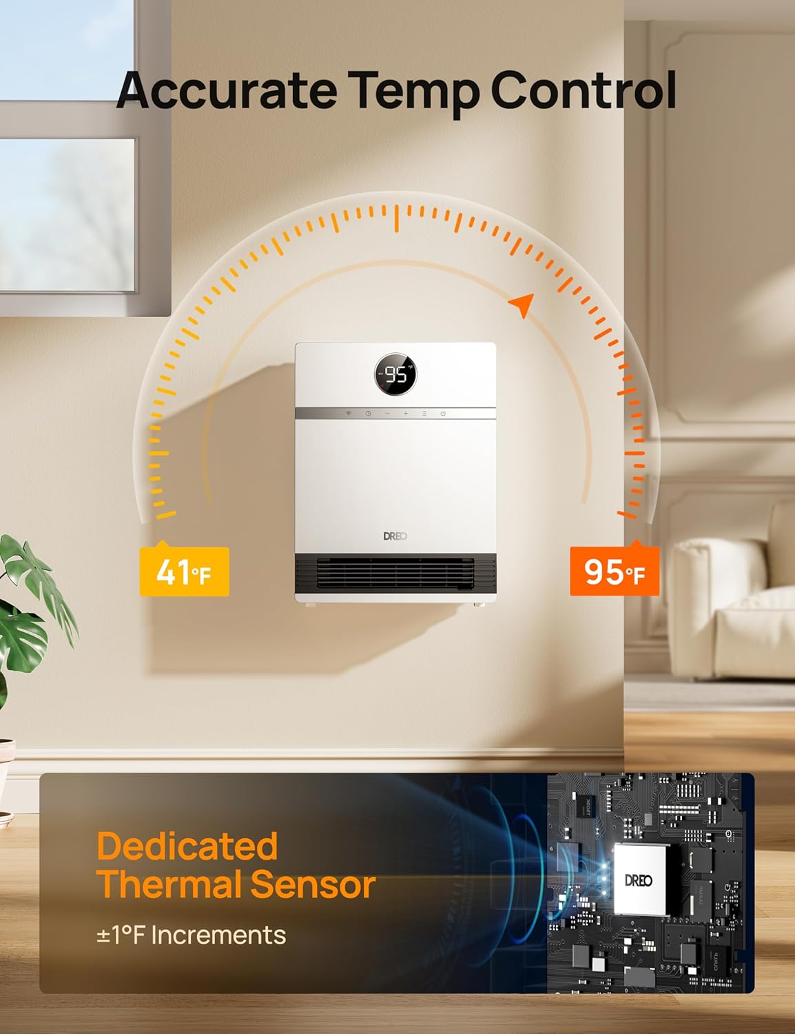 Dreo Smart Wall Heater with ALCI Plug and Alexa Compatibility