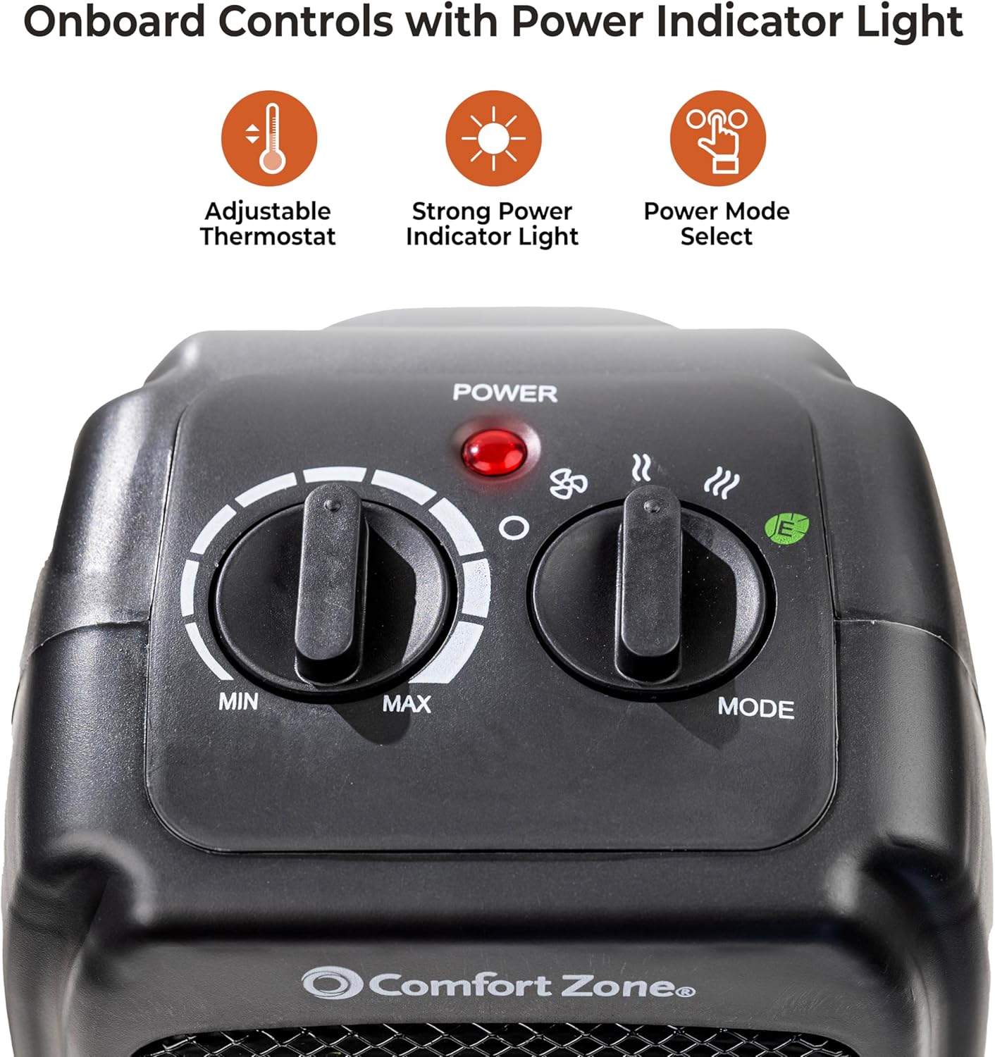 Comfort Zone CZ442E Ceramic Heater - 1500W Portable with Thermostat